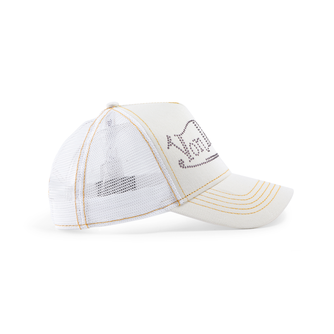 Von Dutch Rhinestone Trucker Hat - White with Purple Rhinestones - Image 3