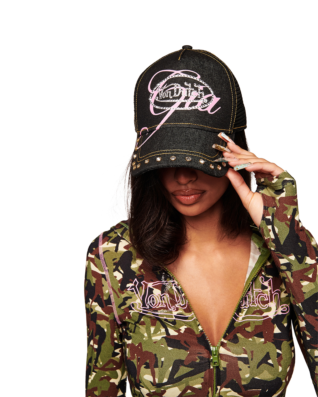 I.AM.GIA X VON DUTCH BLACK DENIM TRUCKER HAT - Image 3