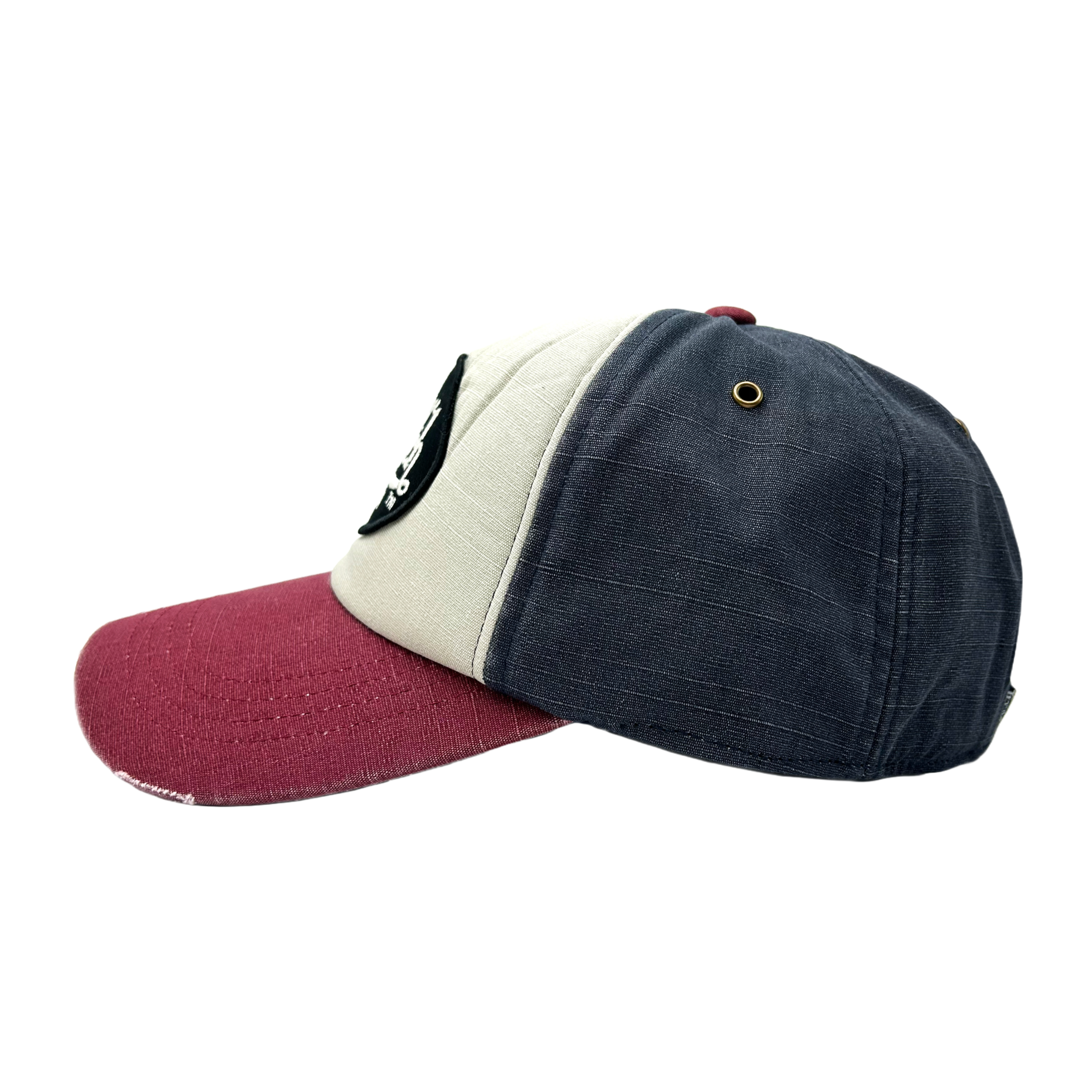 Von Dutch JACKBWR Navy & Red Distressed Strapback Hat - Image 2