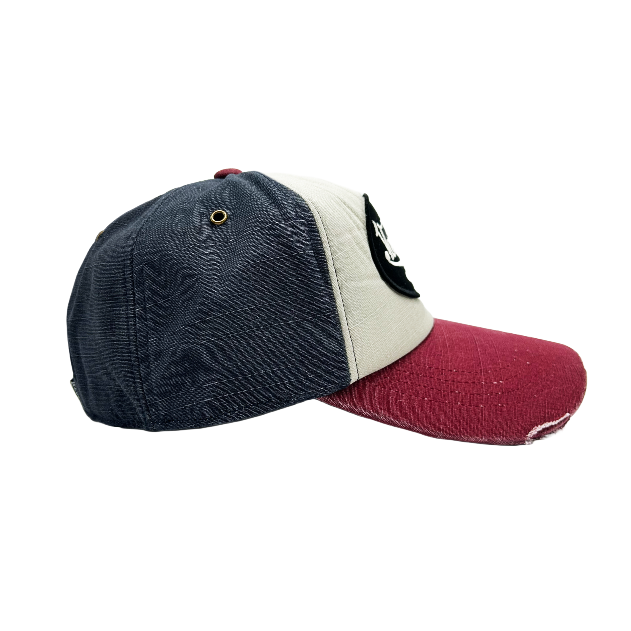 Von Dutch JACKBWR Navy & Red Distressed Strapback Hat - Image 3