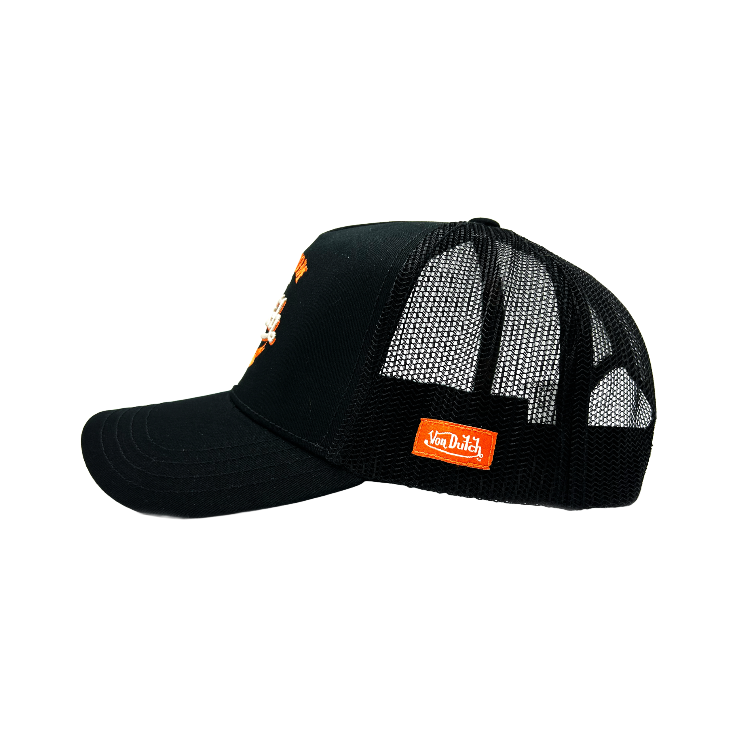 Von Dutch Black & Orange Kustom Classics Logo Trucker Hat - Image 2