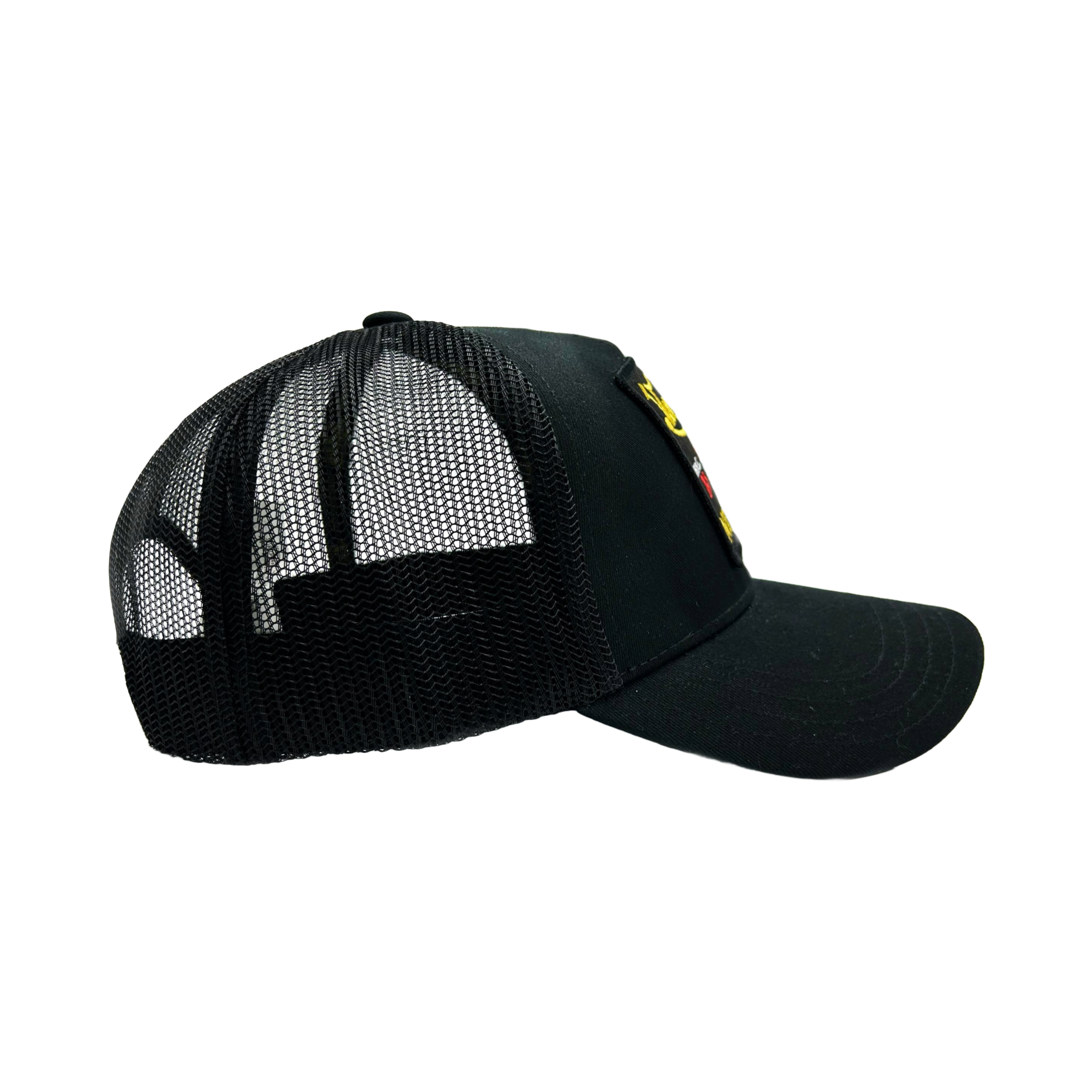 Von Dutch Black & Yellow Motorcyles Patch Trucker Hat - Image 3