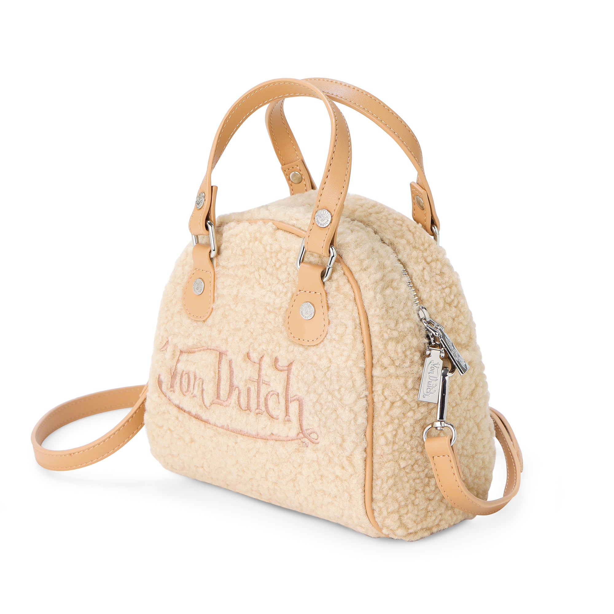 Von Dutch Beige Sherpa Bowling Bag - Image 2