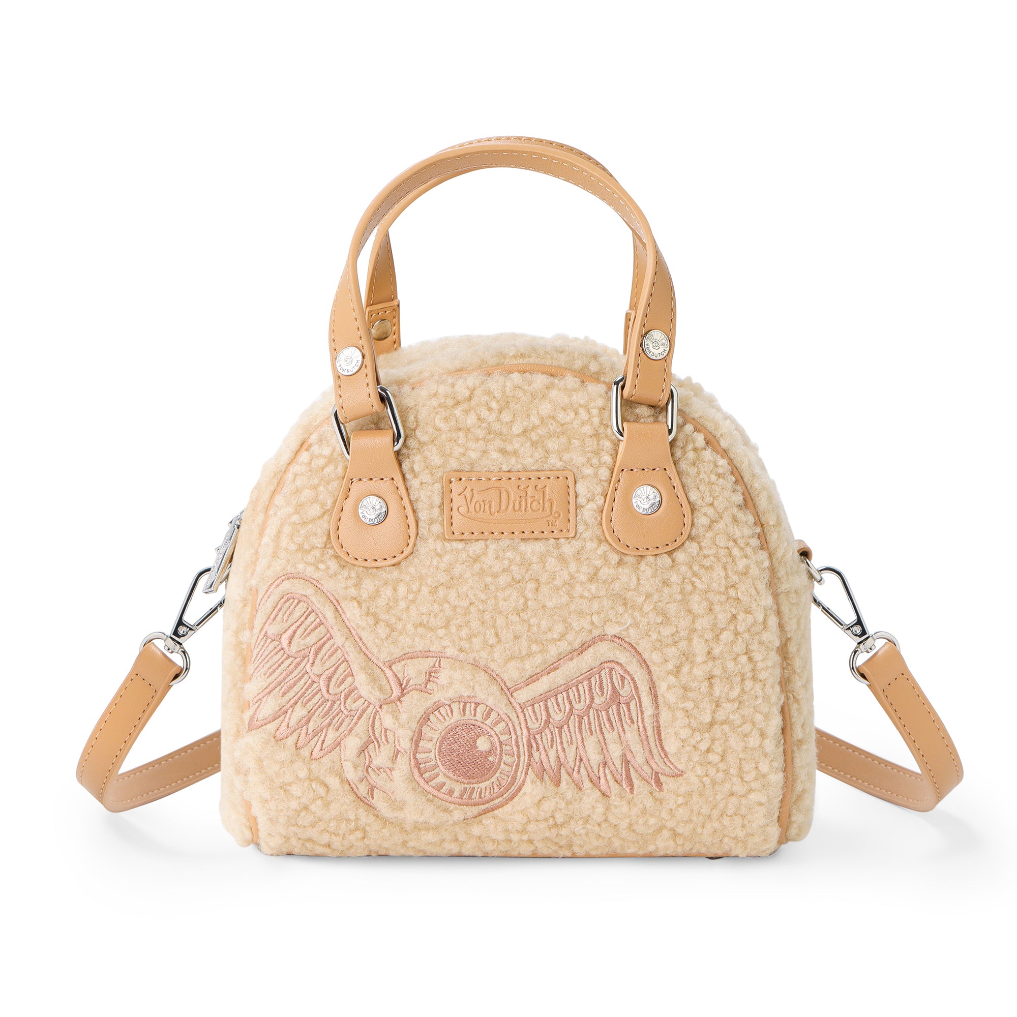 Von Dutch Beige Sherpa Bowling Bag - Image 3