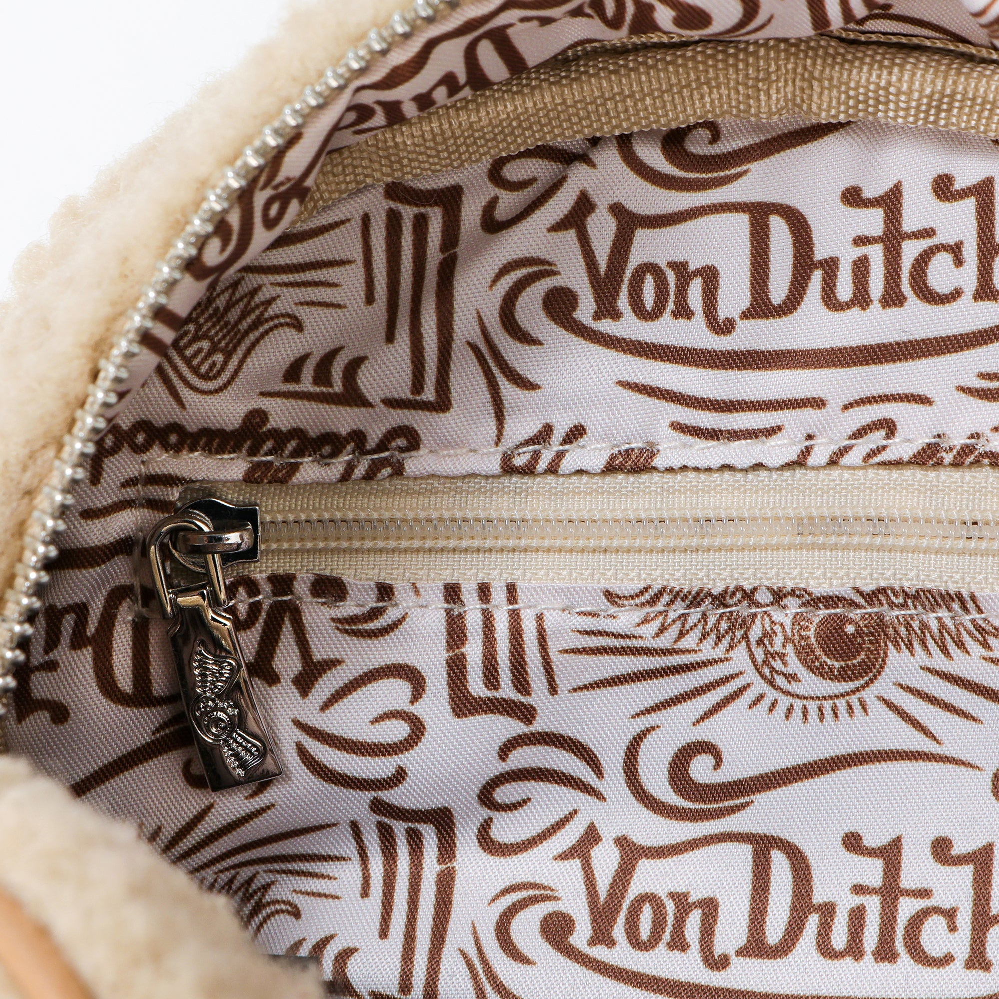 Von Dutch Beige Sherpa Bowling Bag - Image 6