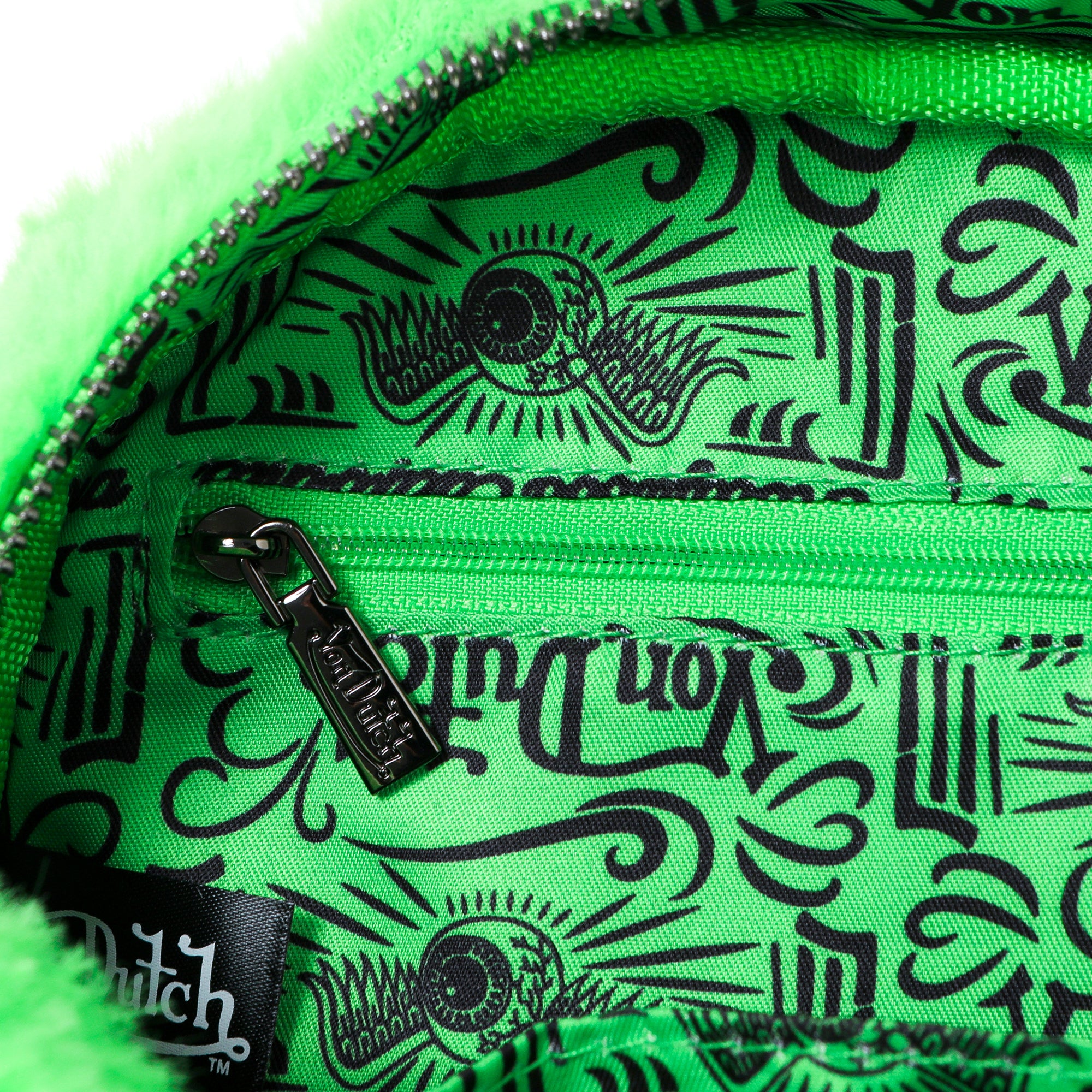 Von Dutch Lime Green Furry Bowling Bag - Image 6