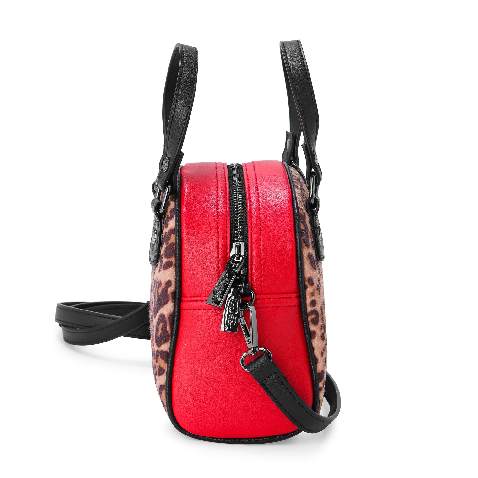 Von Dutch Red Leopard Vegan Pony Hair Bowling Bag - Image 4