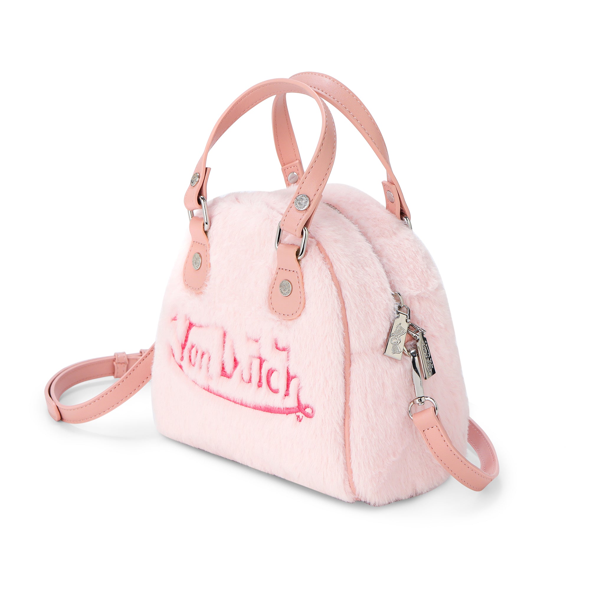 Von Dutch Light Pink Furry Bowling Bag - Image 2