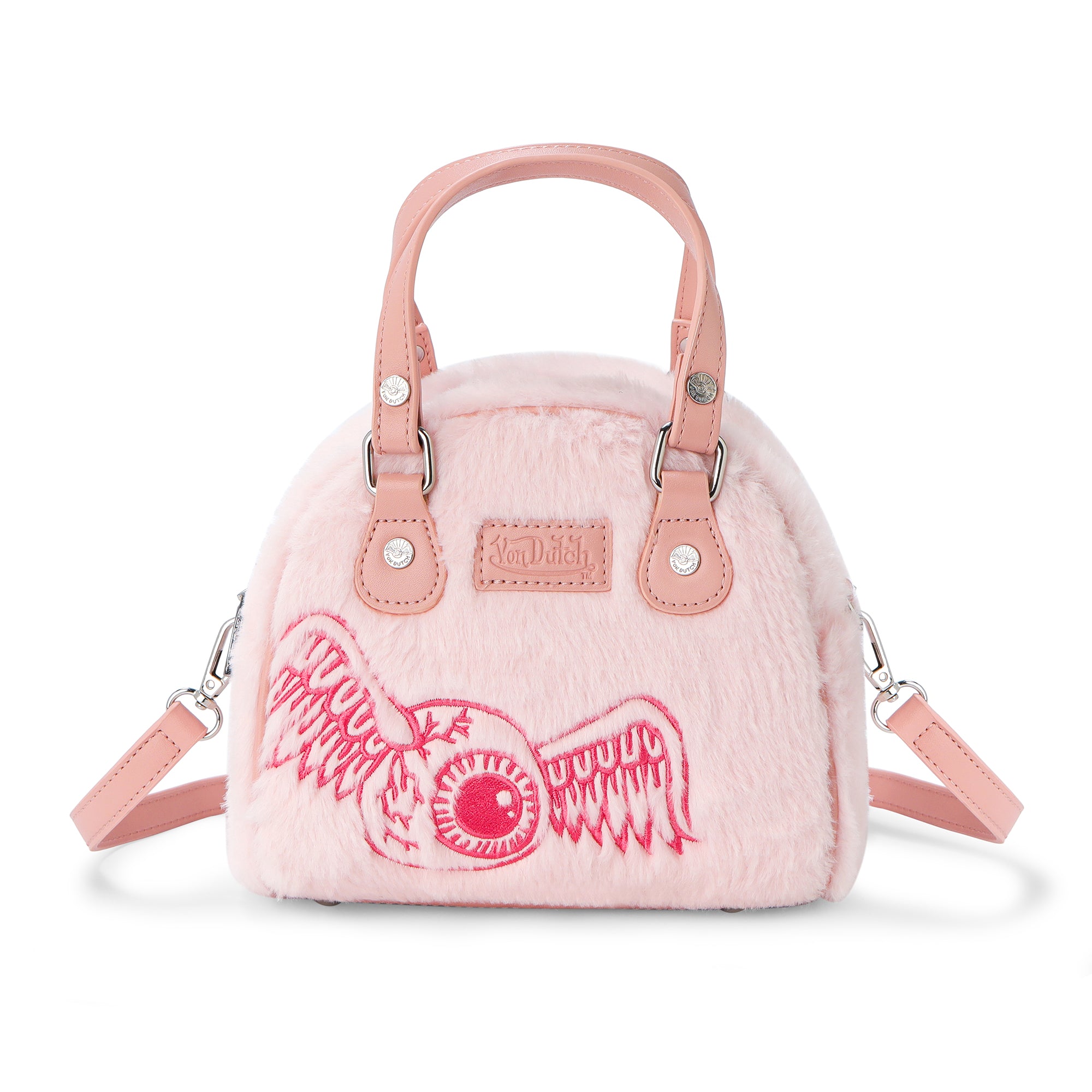 Von Dutch Light Pink Furry Bowling Bag - Image 3