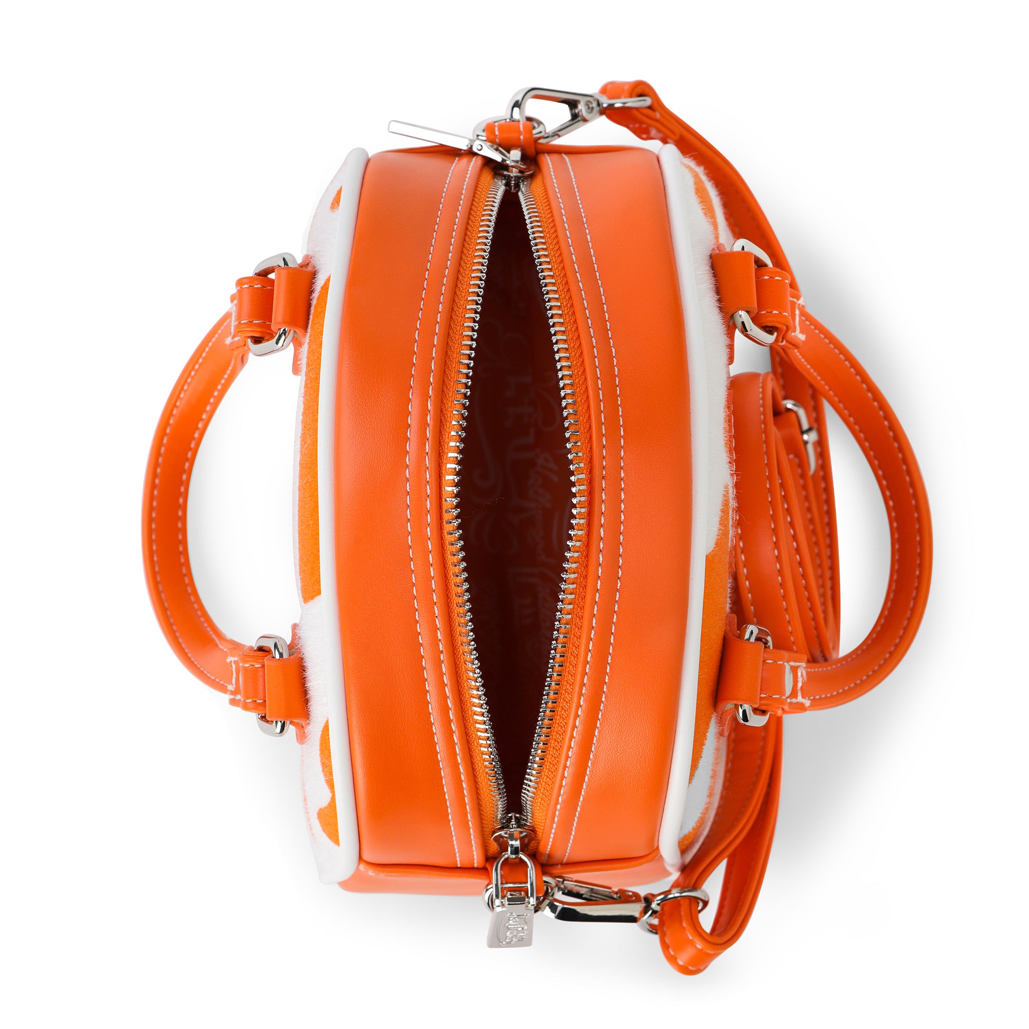 Von Dutch Orange Cow Print Vegan Pony Hair Bowling Bag - Image 5