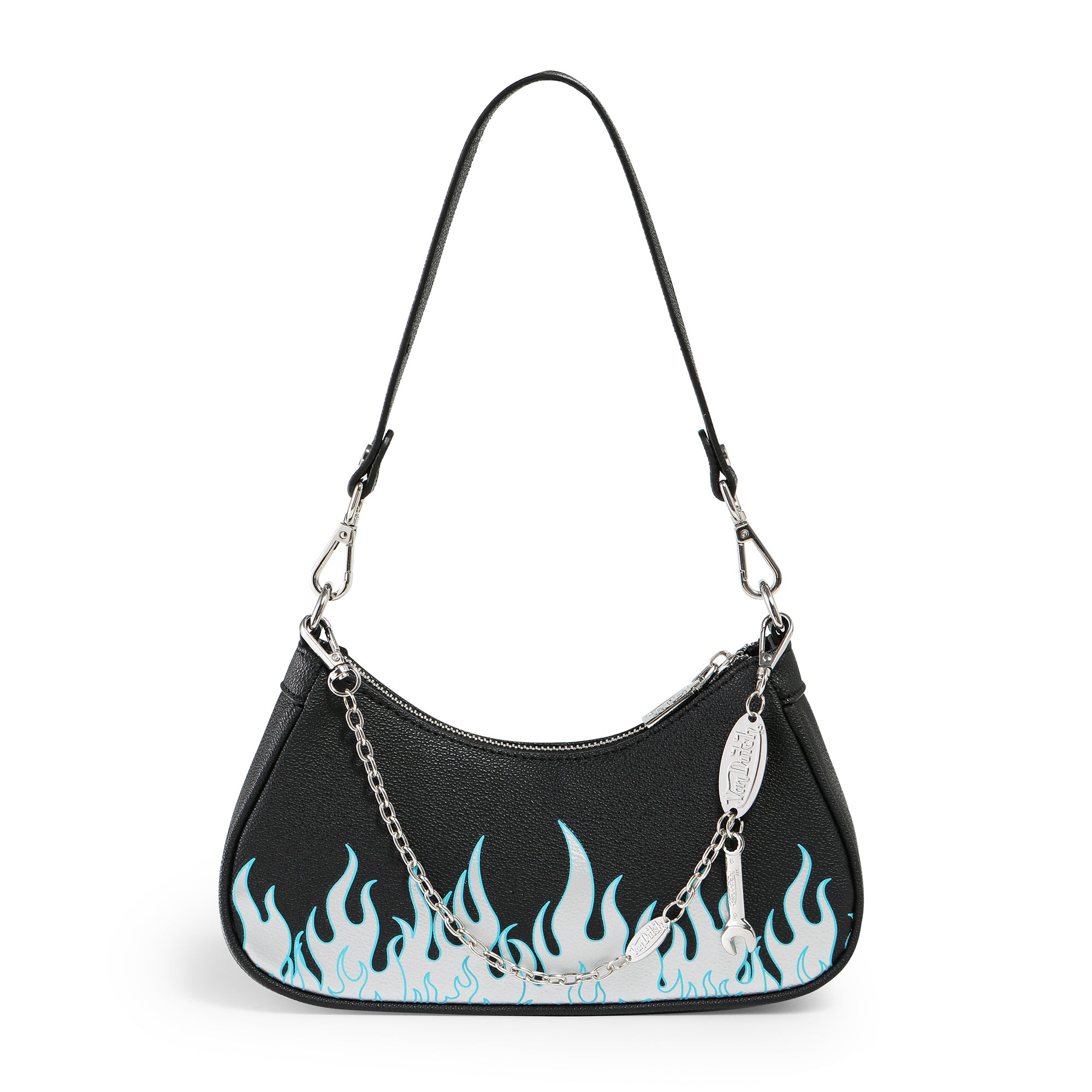 Von Dutch Black Silver Flames Shoulder Bag - Image 2