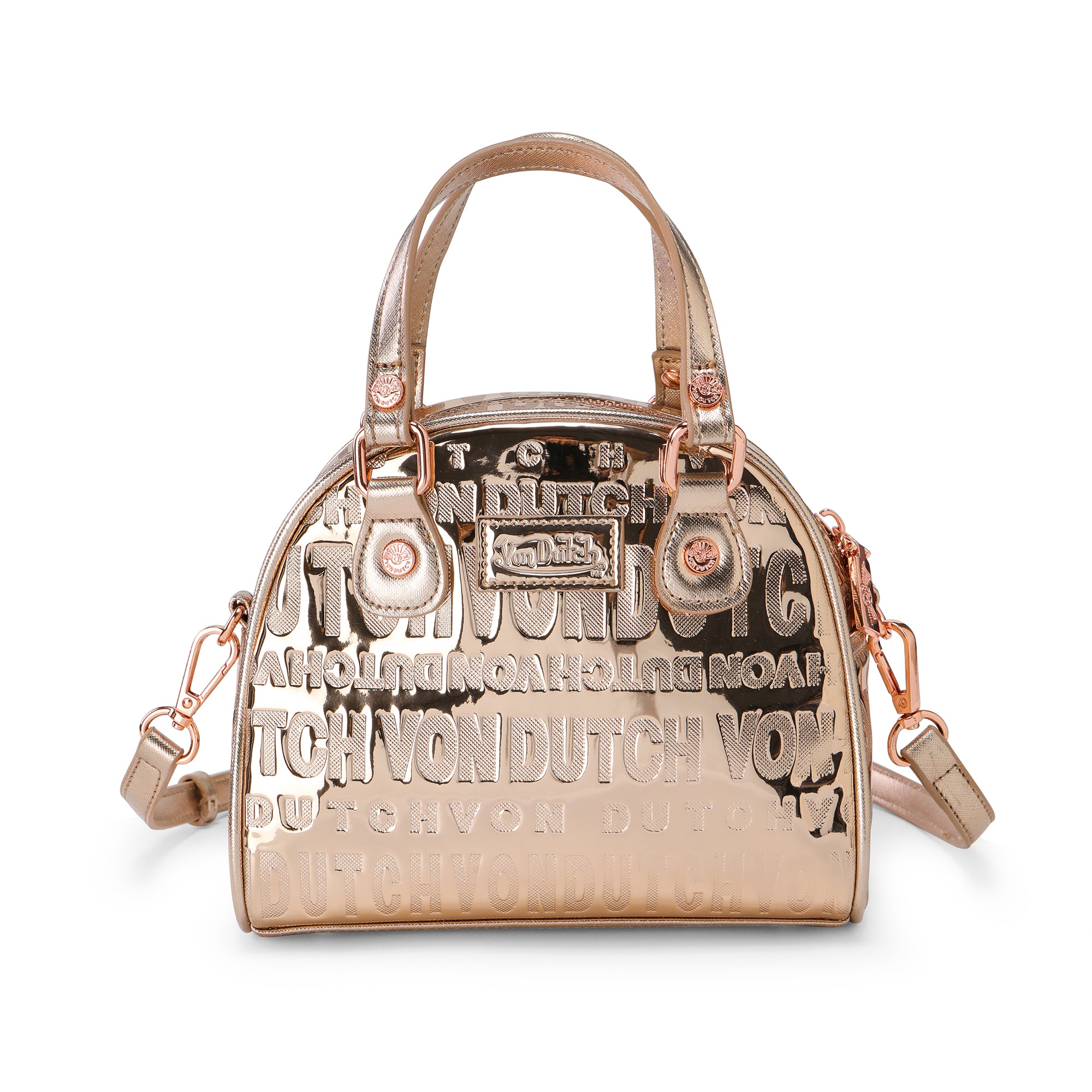 Von Dutch Rose Gold Reflective Bowling Bag - Image 4