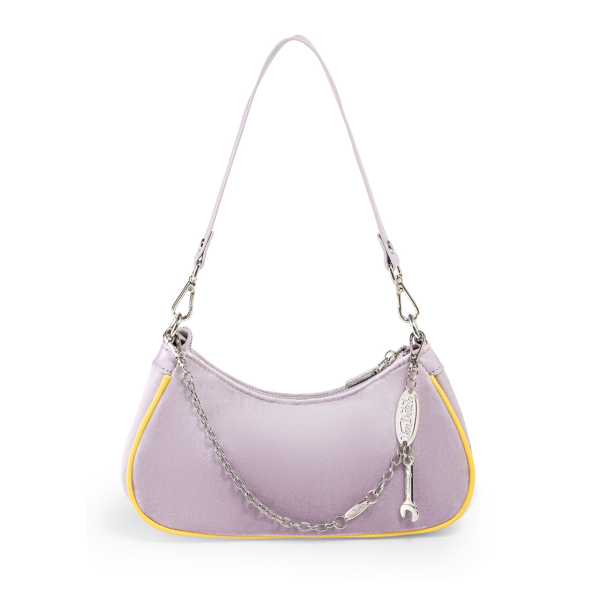 Von Dutch Purple & Gold Rhinestone Velvet Shoulder Bag - Image 2