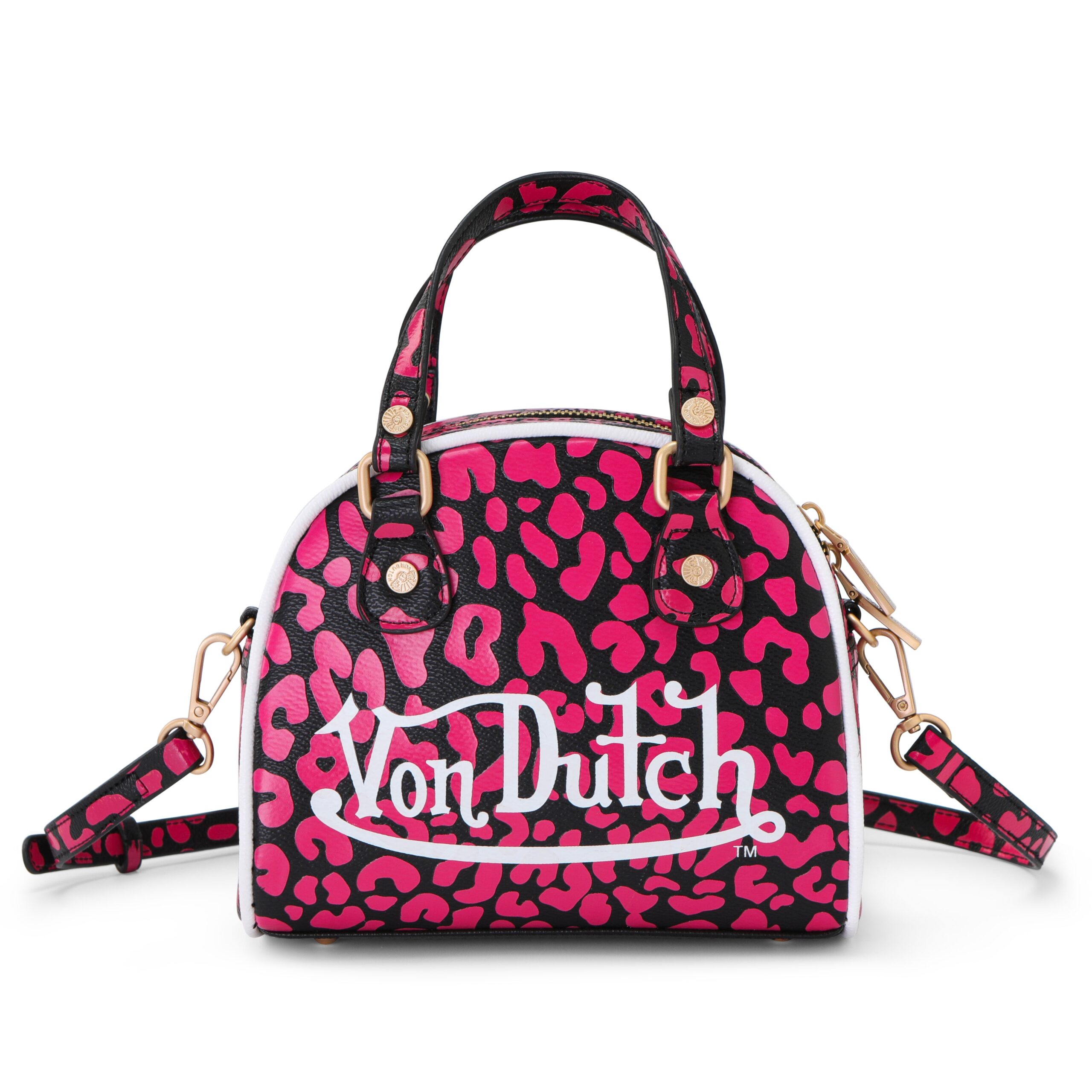 Von Dutch Cheetah Hot Pink Bowling Bag