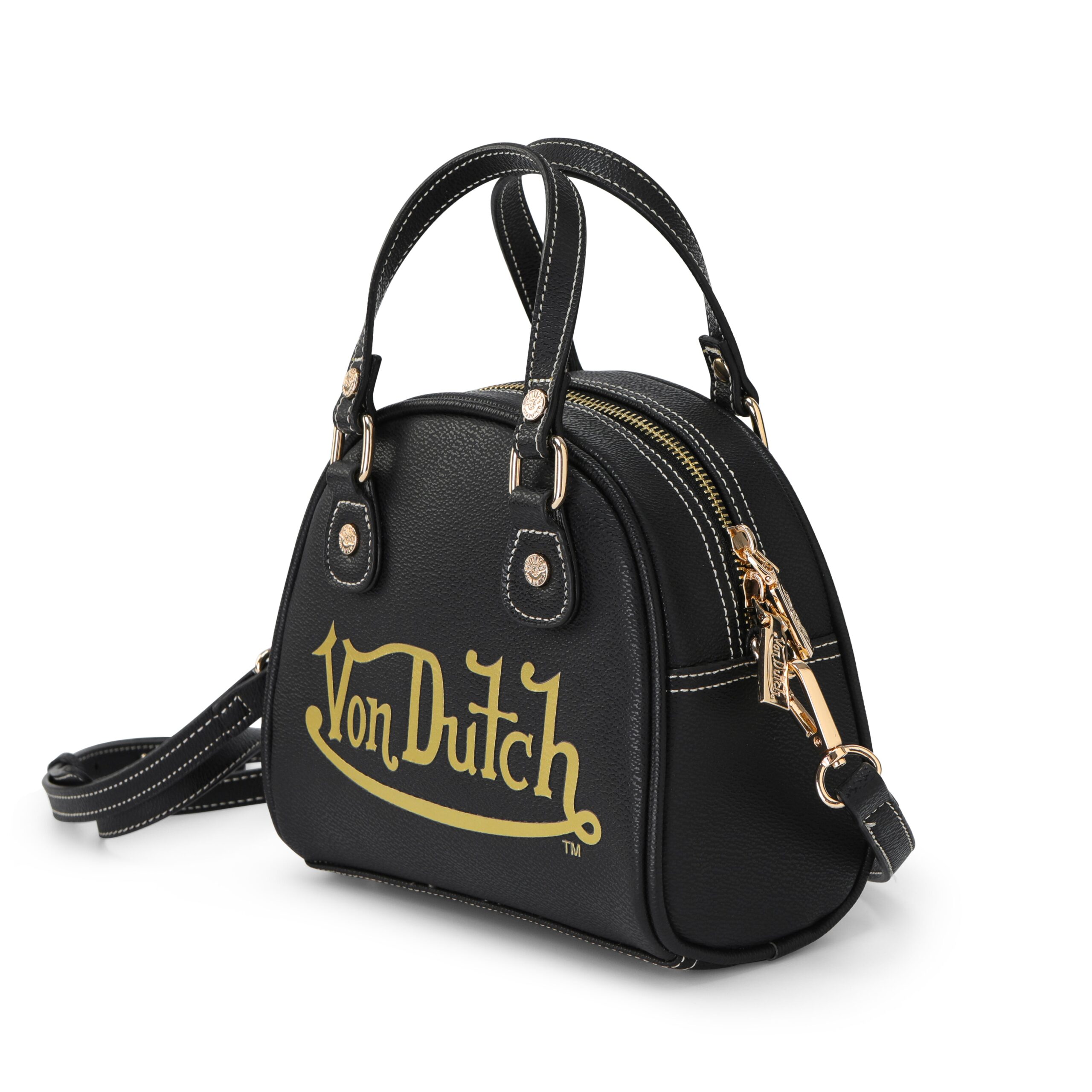 Von Dutch Racing Stripe Black & Gold Bowling Bag - Image 2