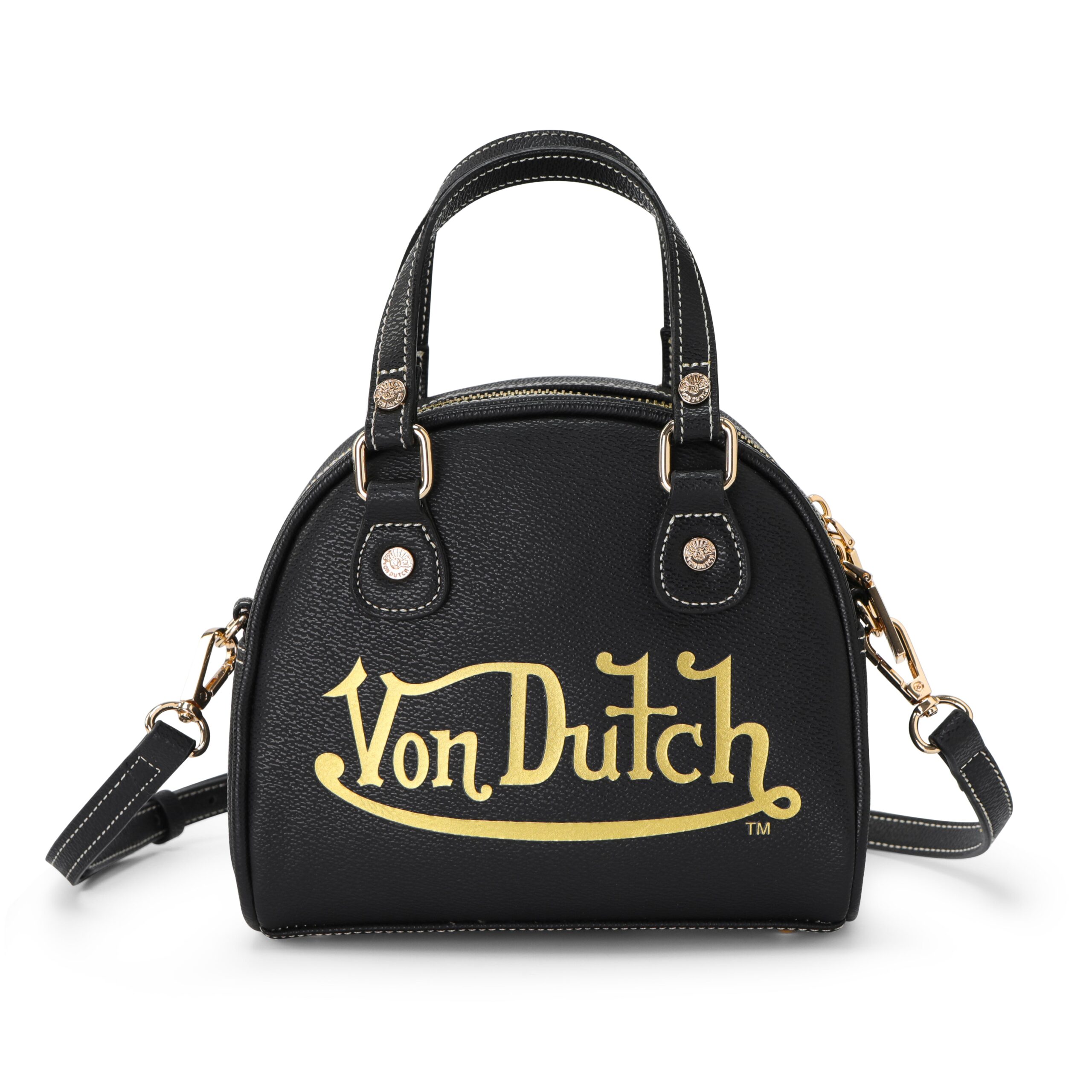 Von Dutch Racing Stripe Black & Gold Bowling Bag - Image 4