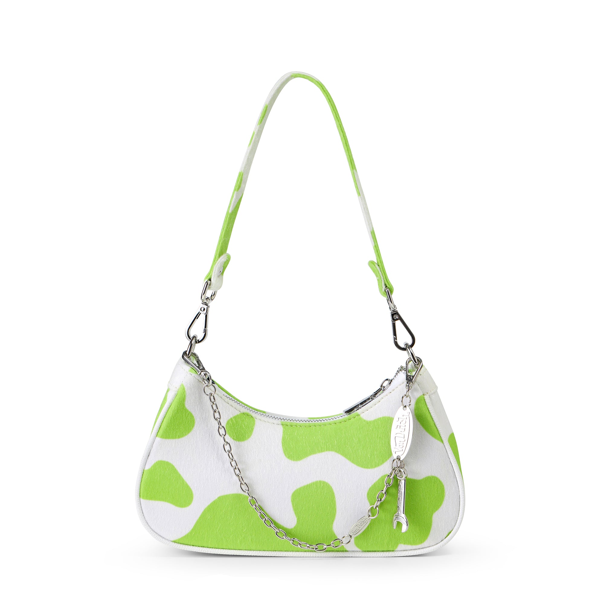 Von Dutch Vegan Pony Hair Lime Cow Print Shoulder Bag - Image 2