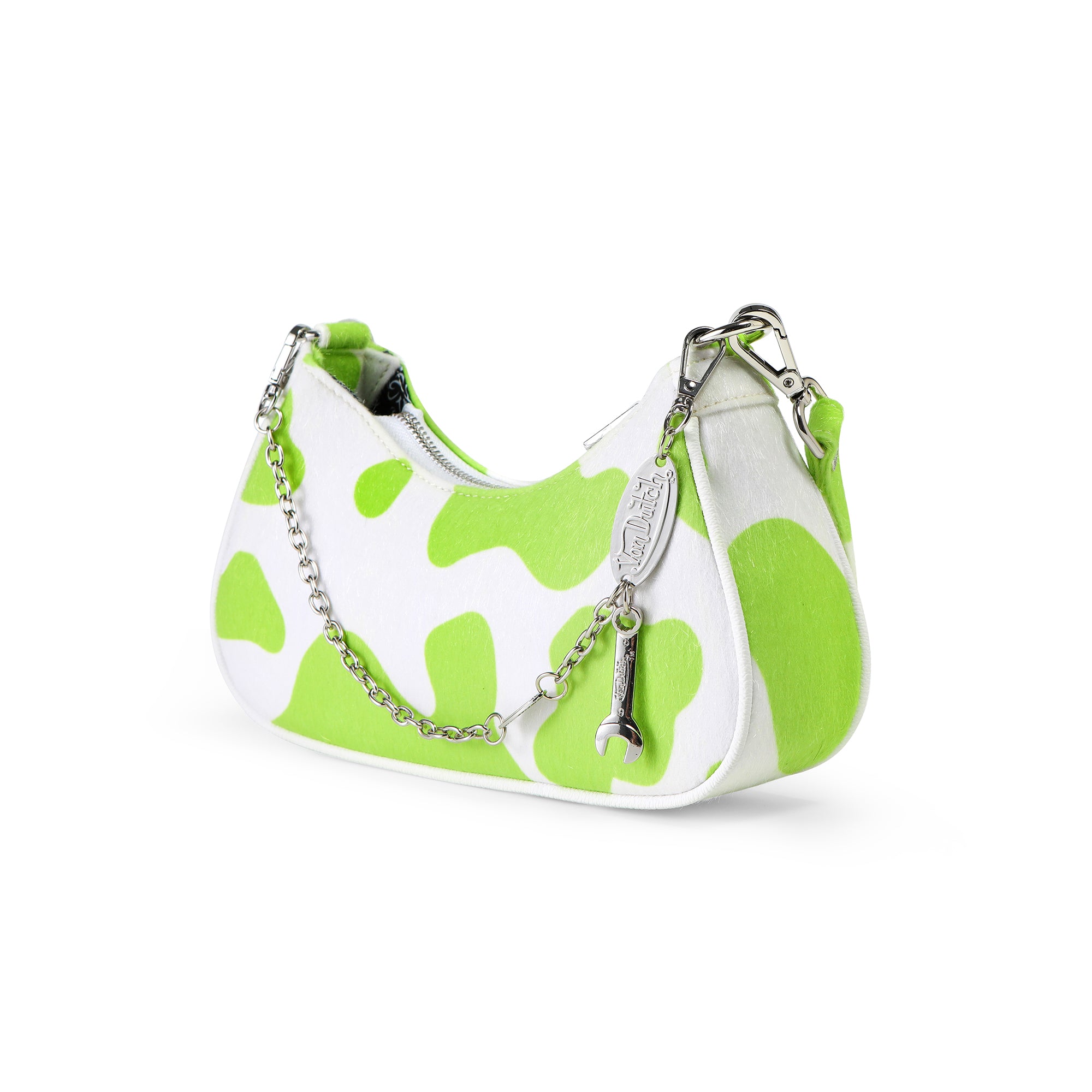 Von Dutch Vegan Pony Hair Lime Cow Print Shoulder Bag - Image 5