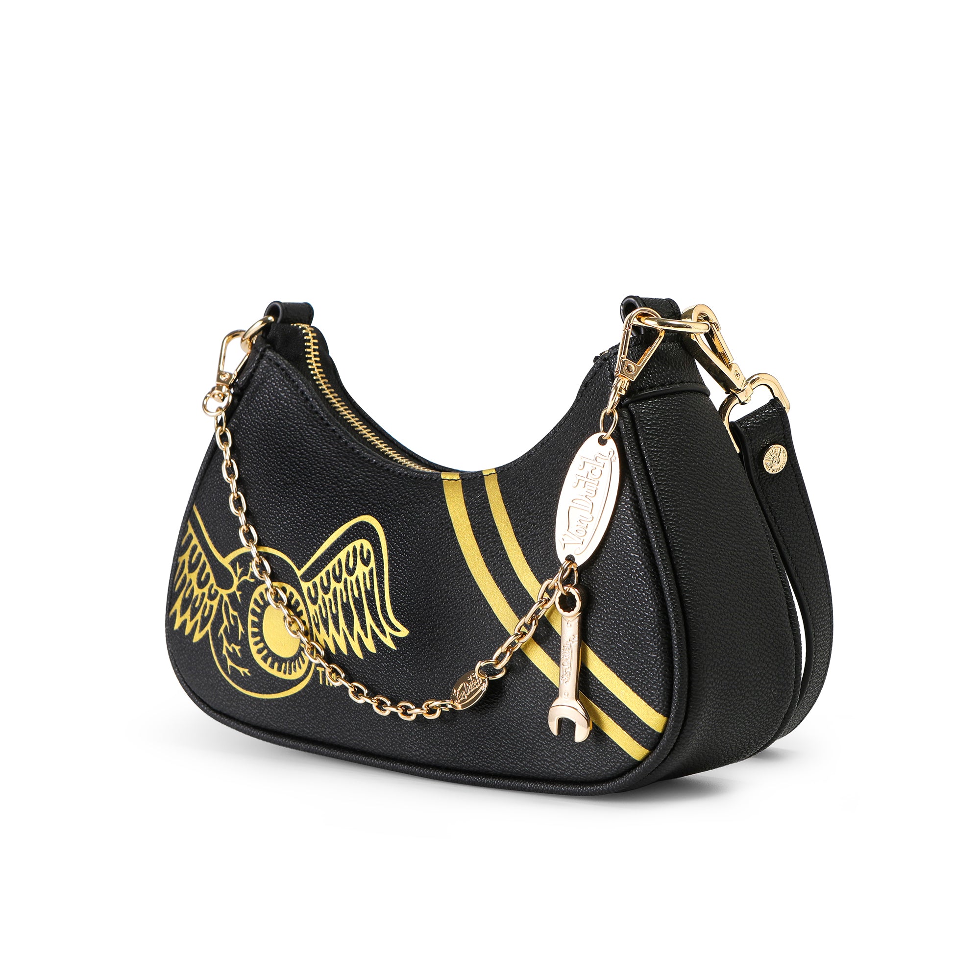 Von Dutch Black & Gold Shoulder Bag - Image 5