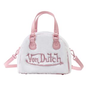 Von Dutch White Furry Bowling Bag