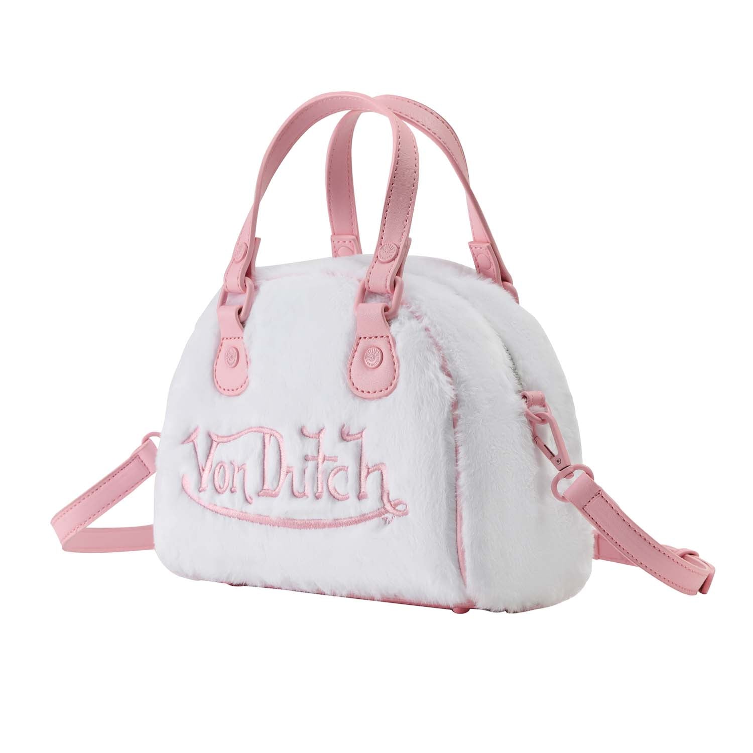 Von Dutch White Furry Bowling Bag - Image 2