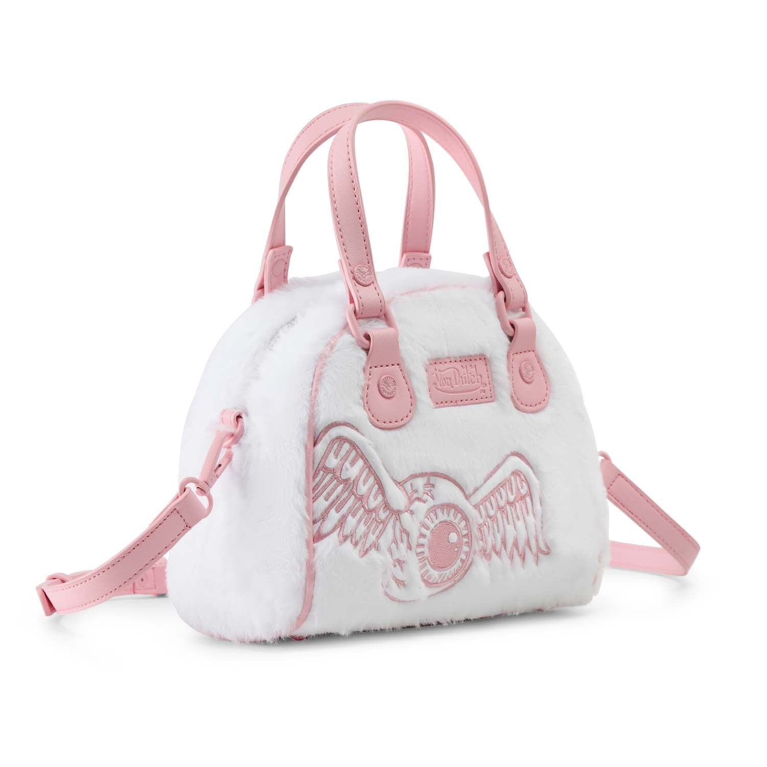 Von Dutch White Furry Bowling Bag - Image 6