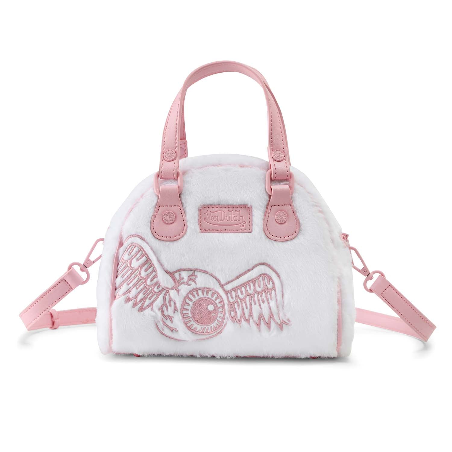 Von Dutch White Furry Bowling Bag - Image 3