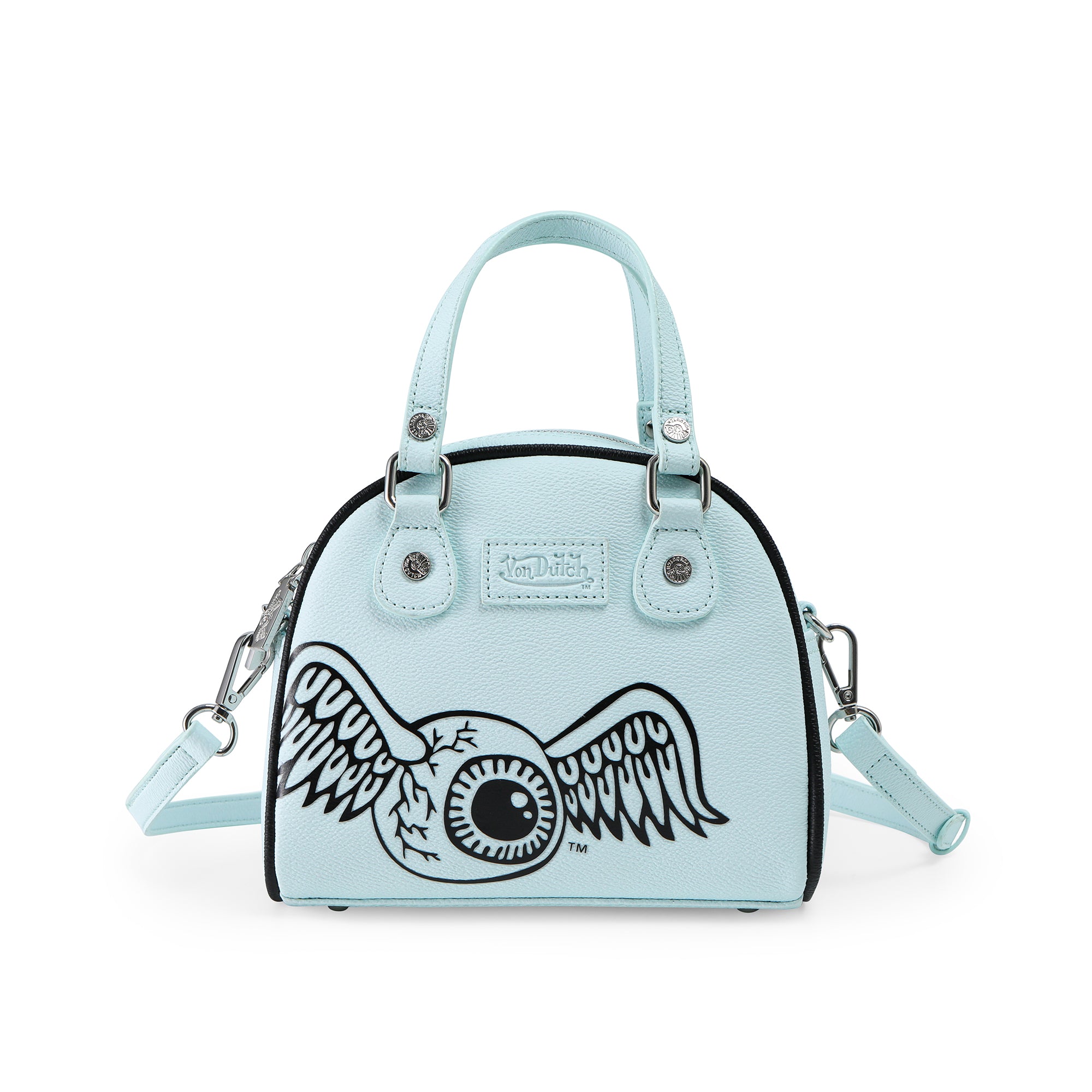 Von Dutch Light Blue & Black Two-Tone Bowling Bag - Image 3