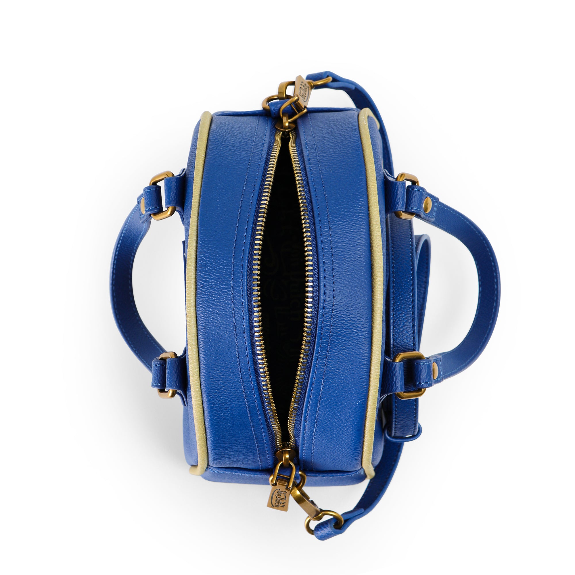 Von Dutch Navy Blue & Gold Two-Tone Bowling Bag - Image 5