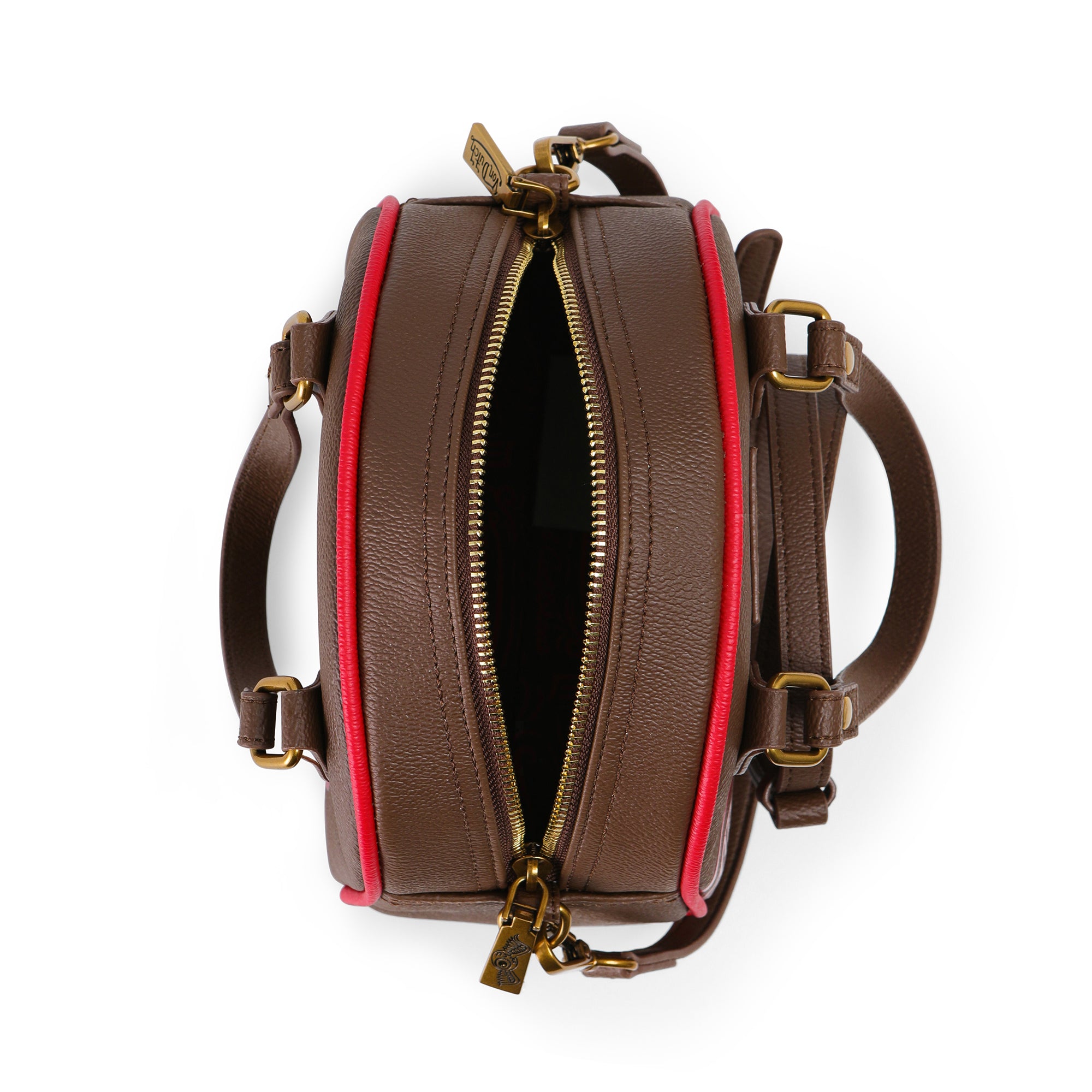 Von Dutch Dark Brown & Red Two-Tone Bowling Bag - Image 5