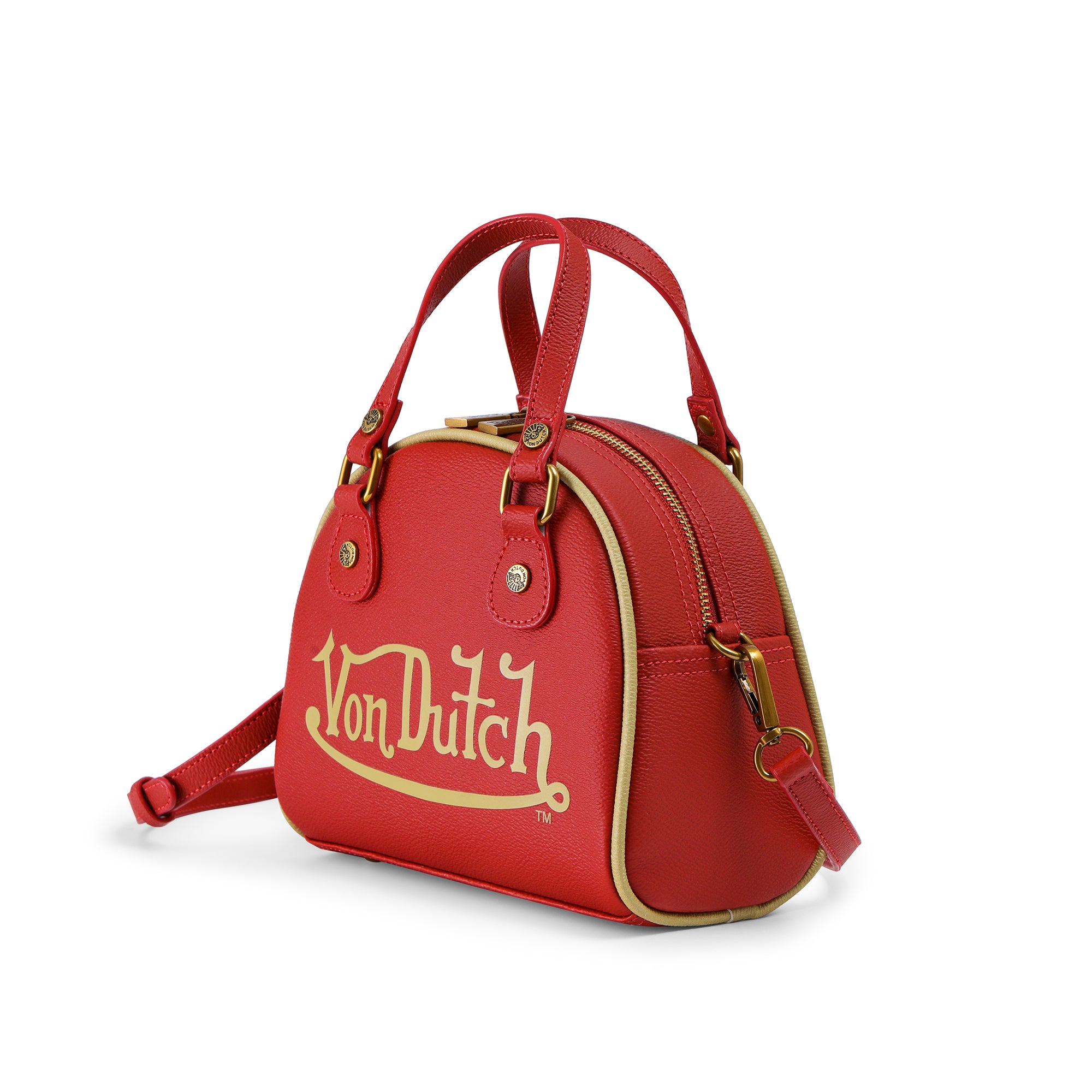 Von Dutch Red & Gold Two-Tone Bowling Bag - Image 2