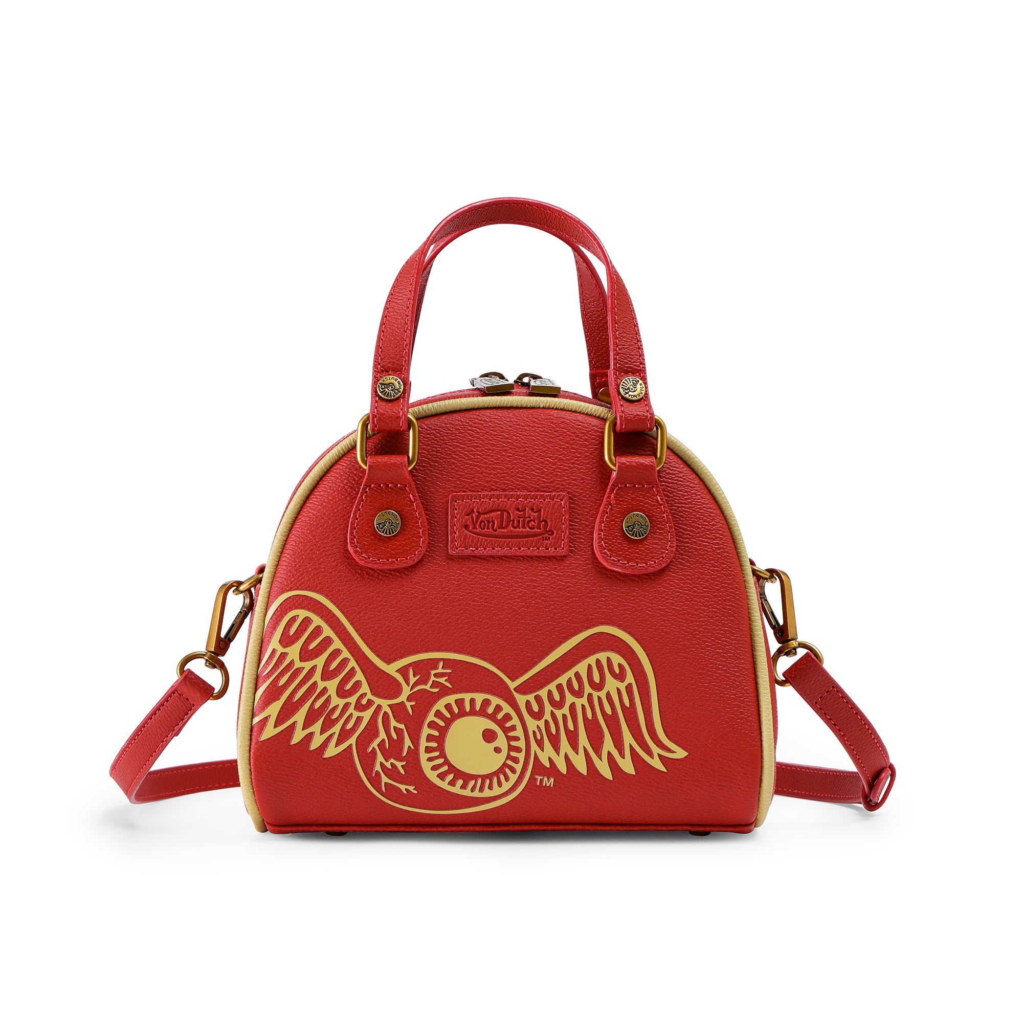 Von Dutch Red & Gold Two-Tone Bowling Bag - Image 3