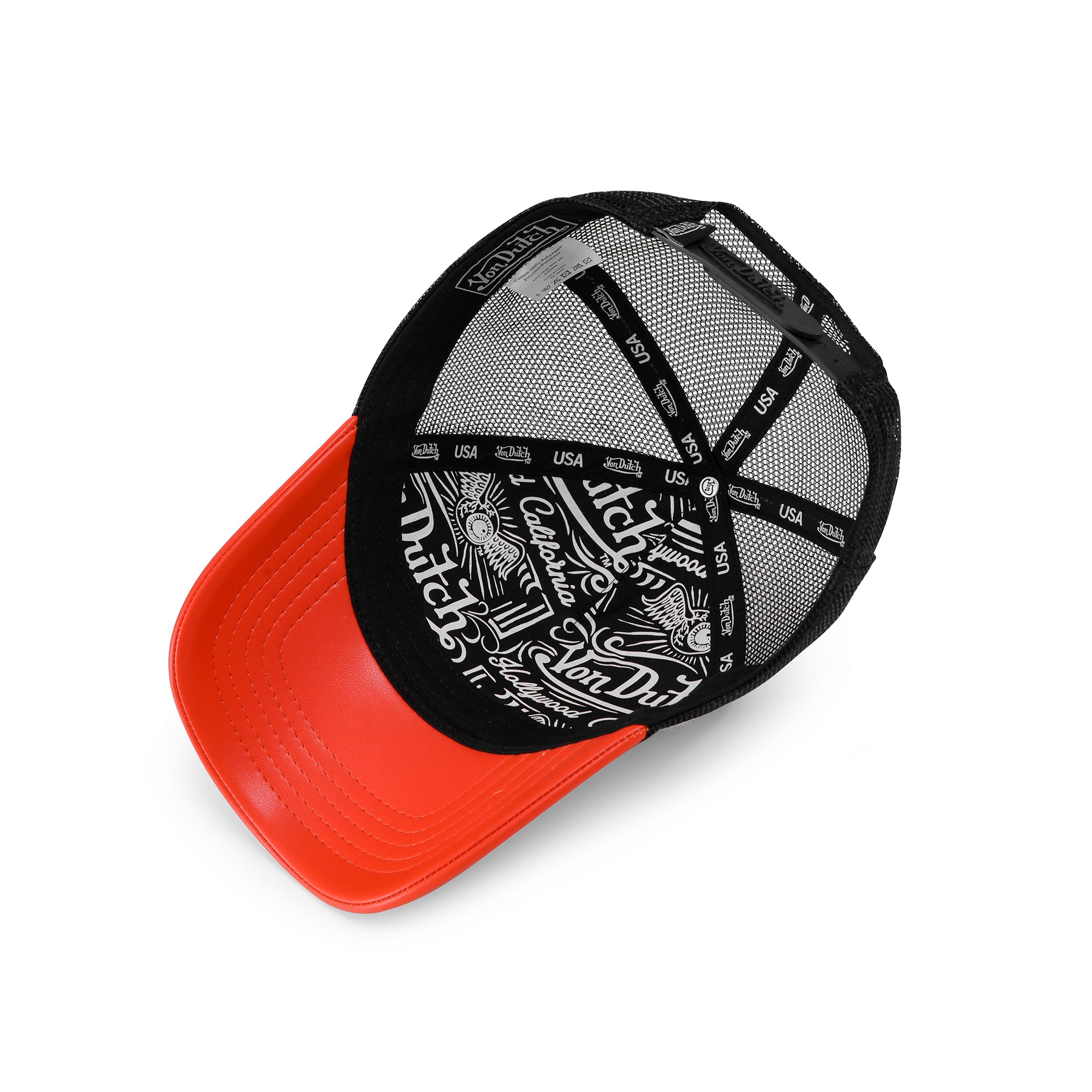 Von Dutch Vegan Pony Hair Trucker Hat -Orange Cow Print - Image 5