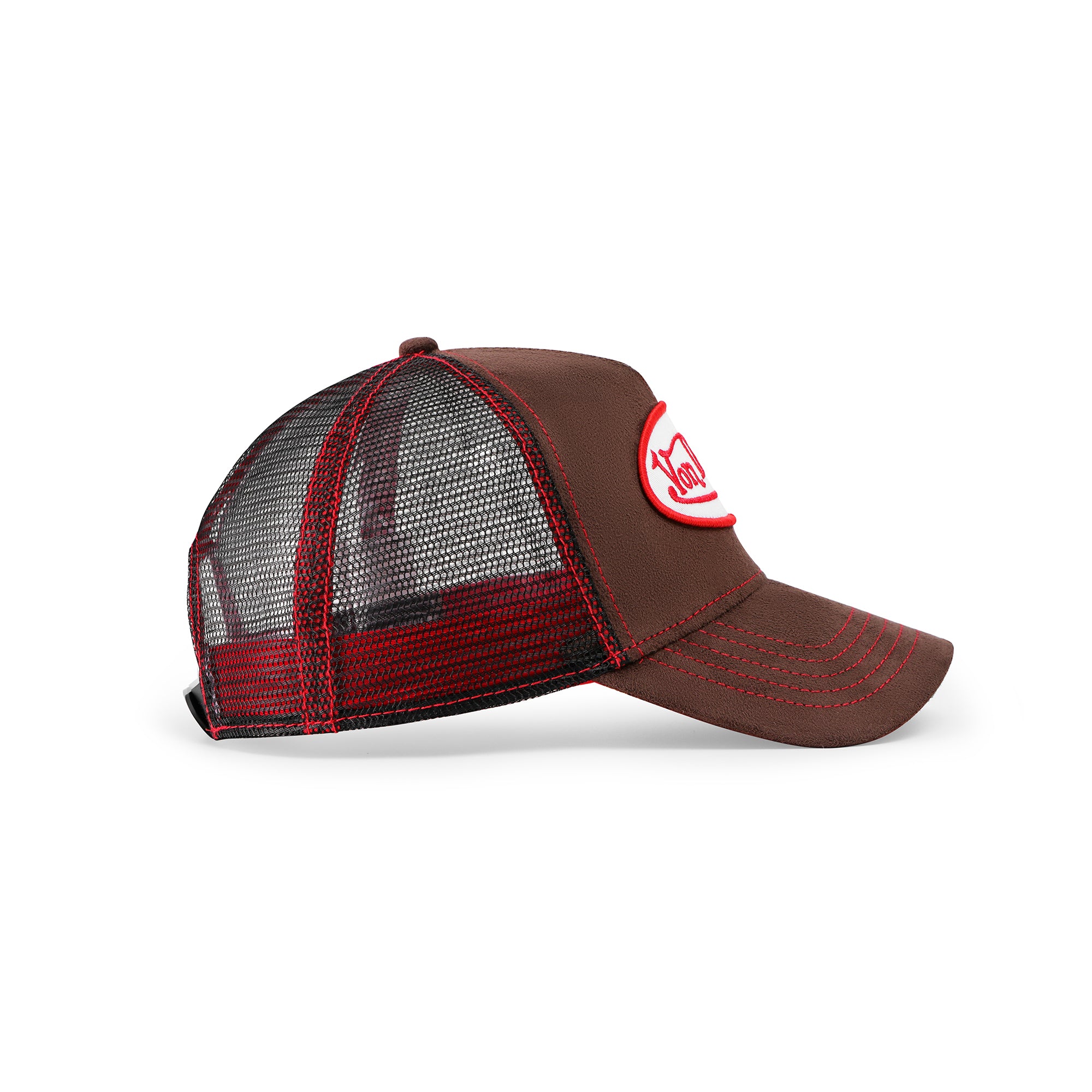 Von Dutch Brown & Red Velvet Trucker Hat - Image 3