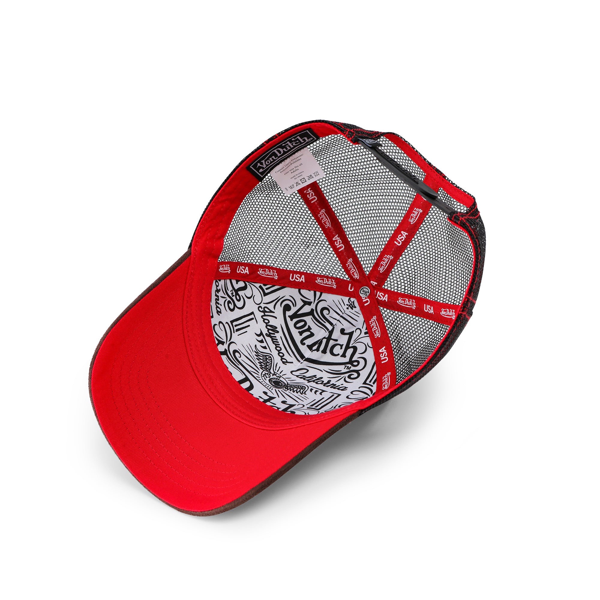 Von Dutch Brown & Red Velvet Trucker Hat - Image 4