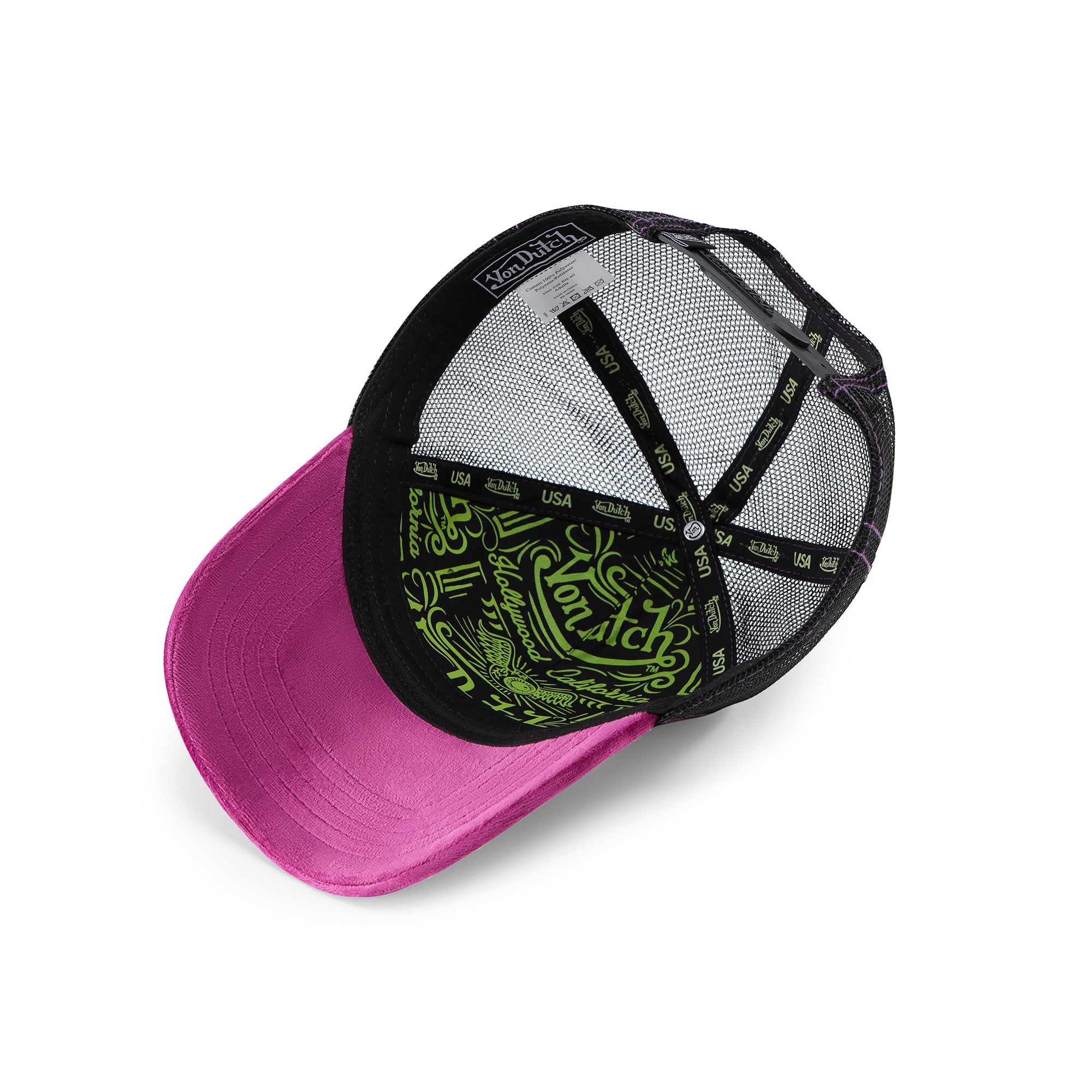 Von Dutch Purple Lime Velvet Crush Trucker Hat - Image 5