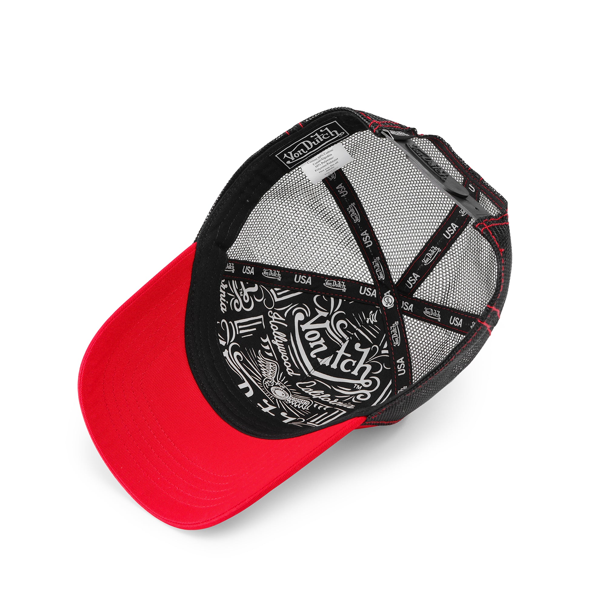 Von Dutch Red. Off-White & Black Trucker Hat - Image 5