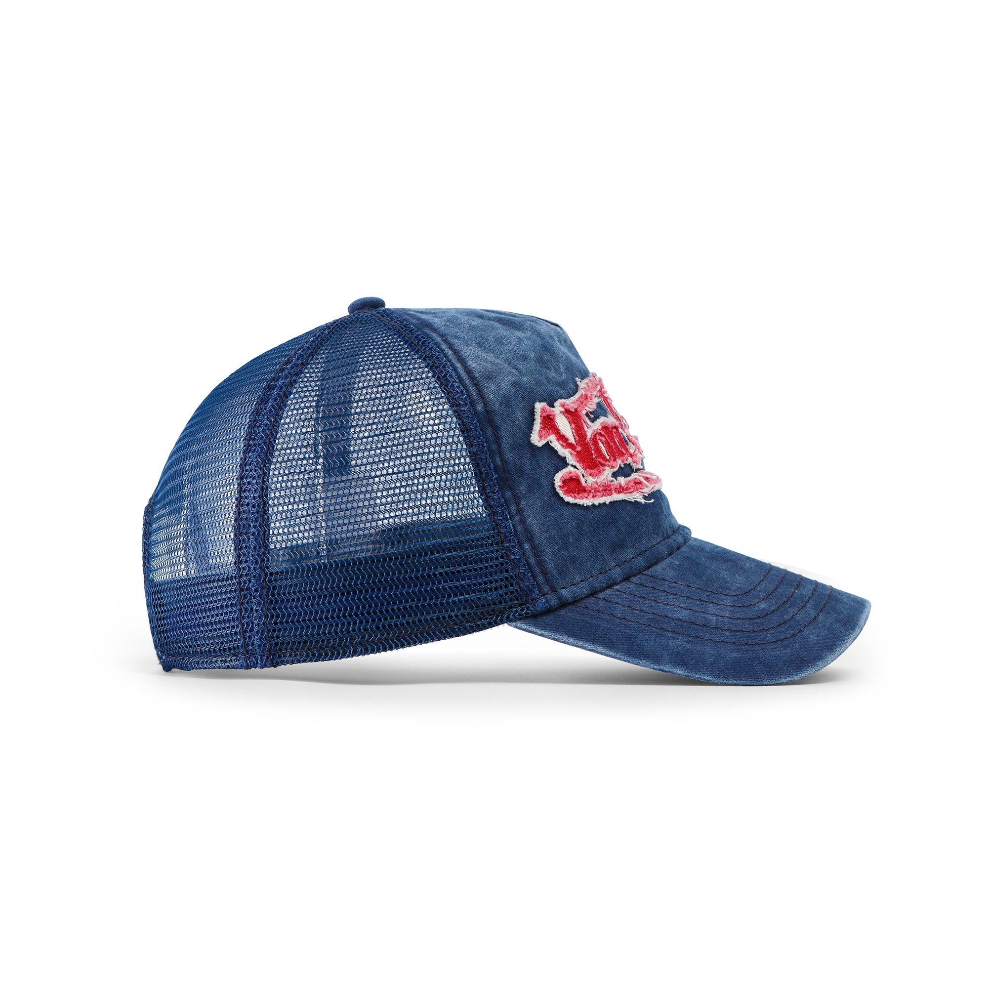 Von Dutch Distressed Denim Navy Trucker Hat - Image 3