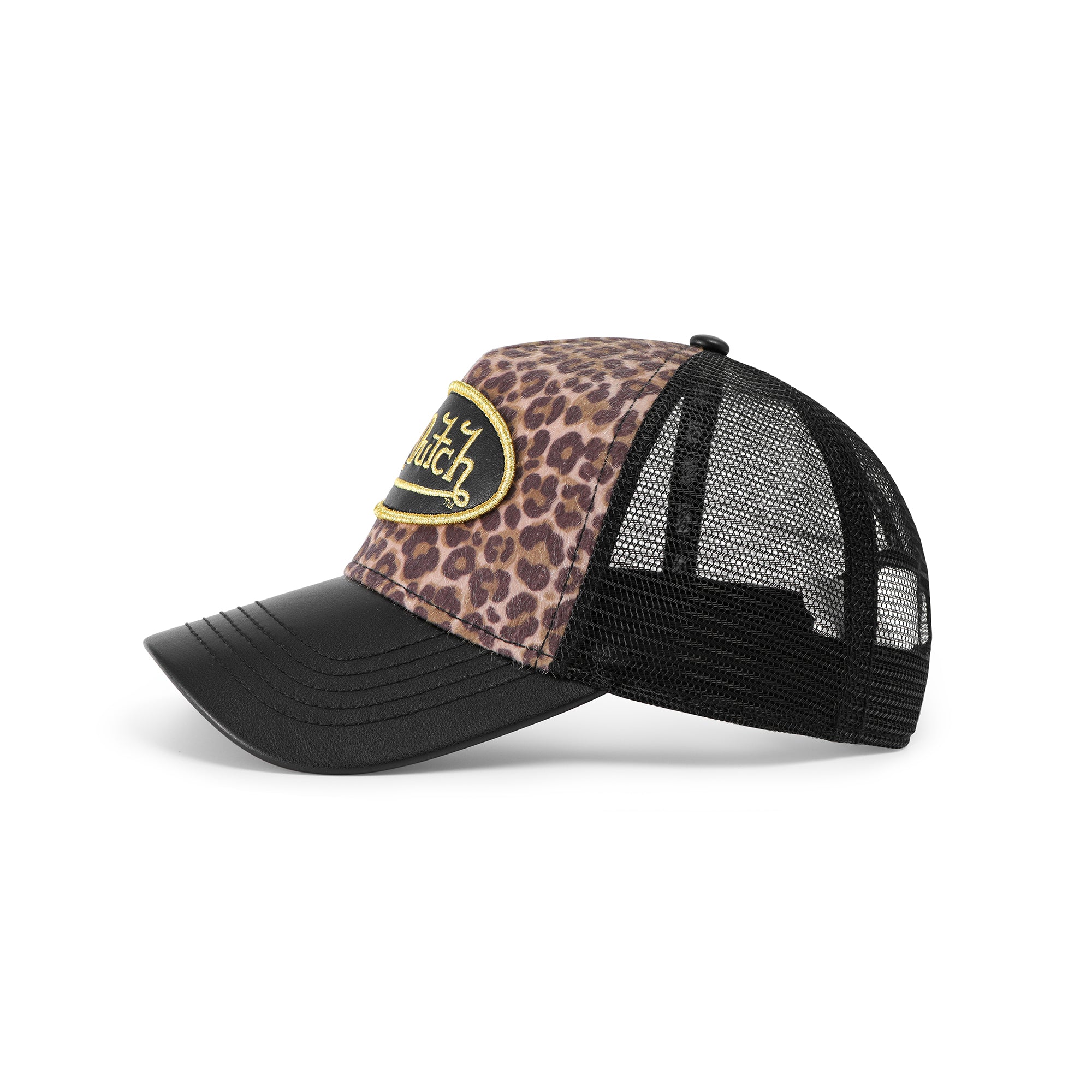 Von Dutch Vegan Leather Trucker Hat - Black Leopard - Image 2