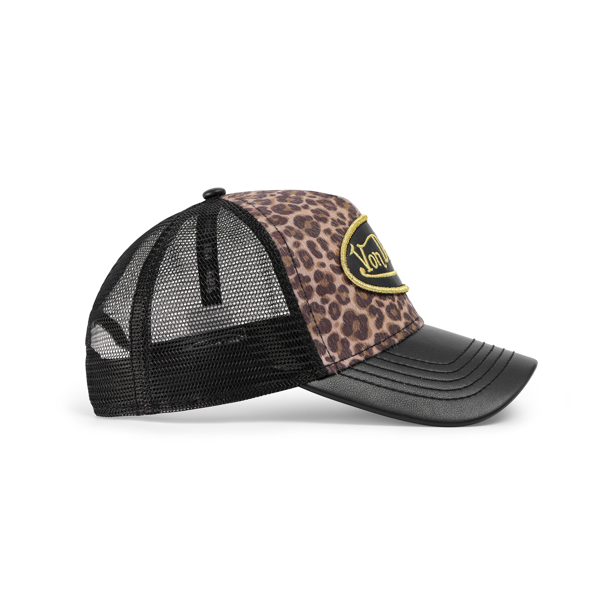 Von Dutch Vegan Leather Trucker Hat - Black Leopard - Image 3