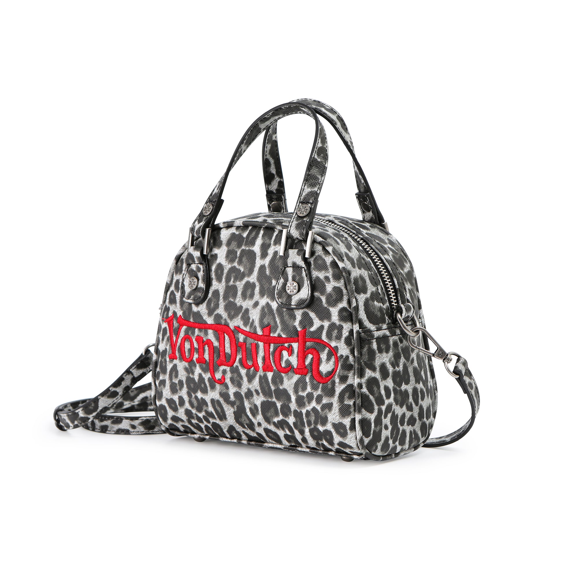 Von Dutch Chopper Cross Bowling Bag - Red Leopard Print - Image 2
