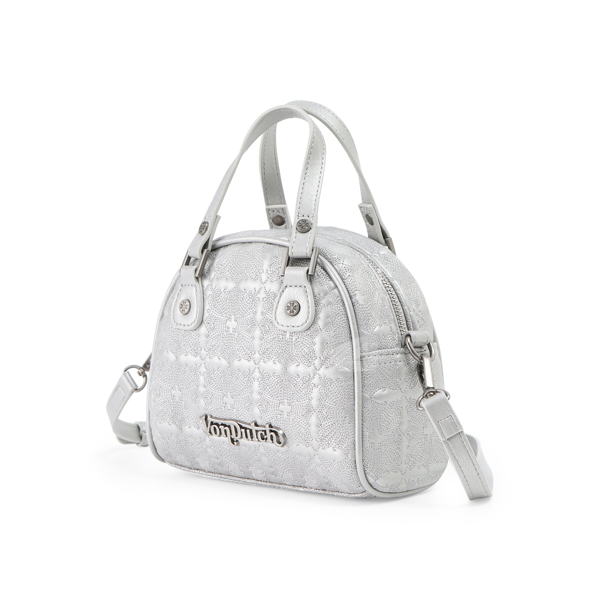 Von Dutch Embroidered Chopper Bowling Bag - Silver - Image 2