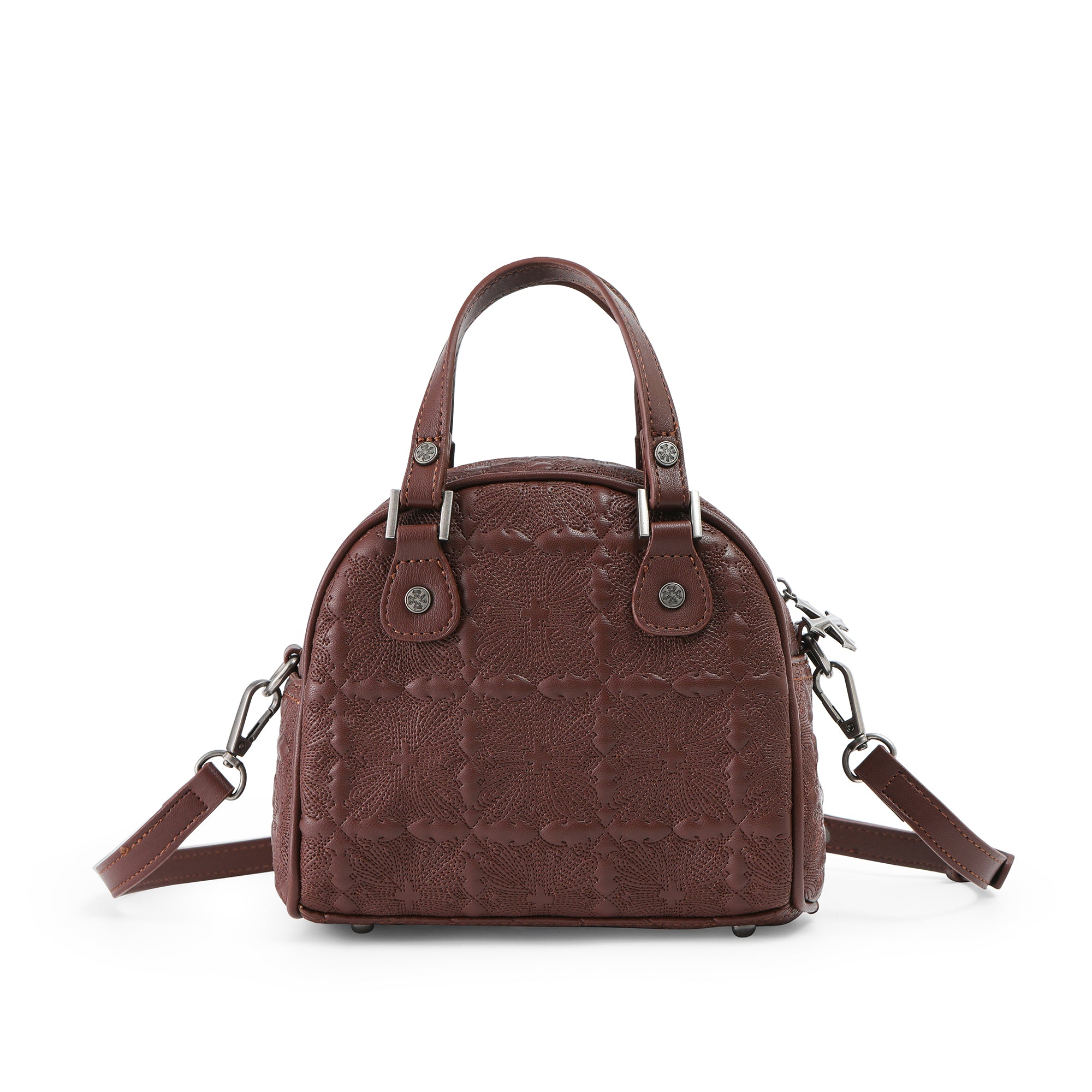 Von Dutch Embroidered Chopper Bowling Bag - Brown - Image 3