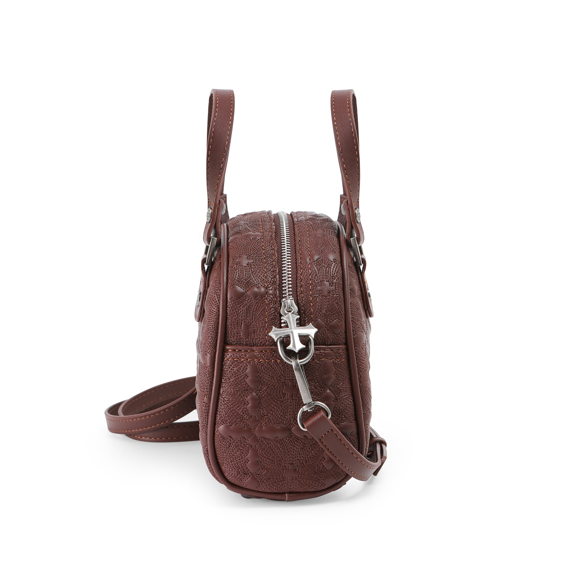 Von Dutch Embroidered Chopper Bowling Bag - Brown - Image 4