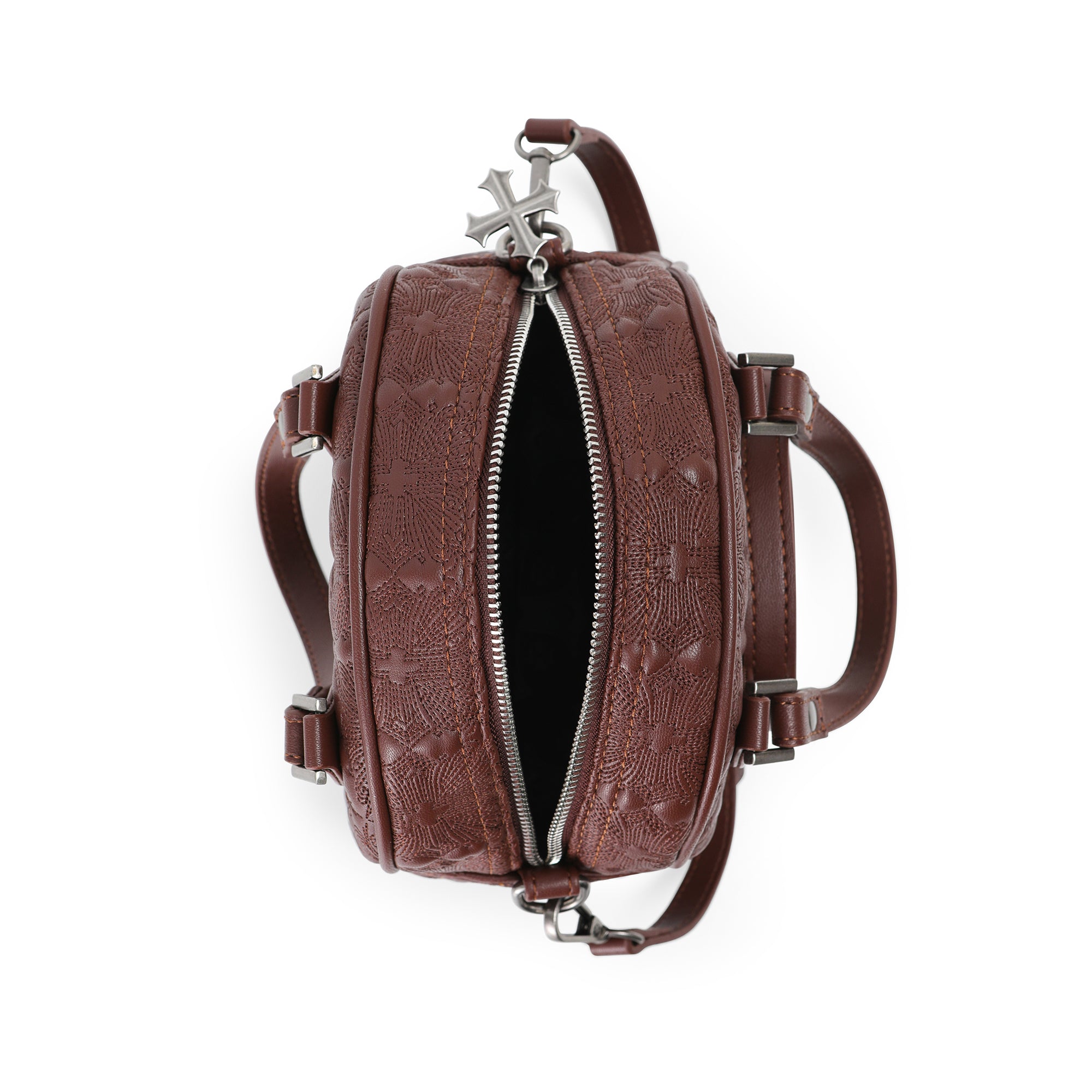 Von Dutch Embroidered Chopper Bowling Bag - Brown - Image 5