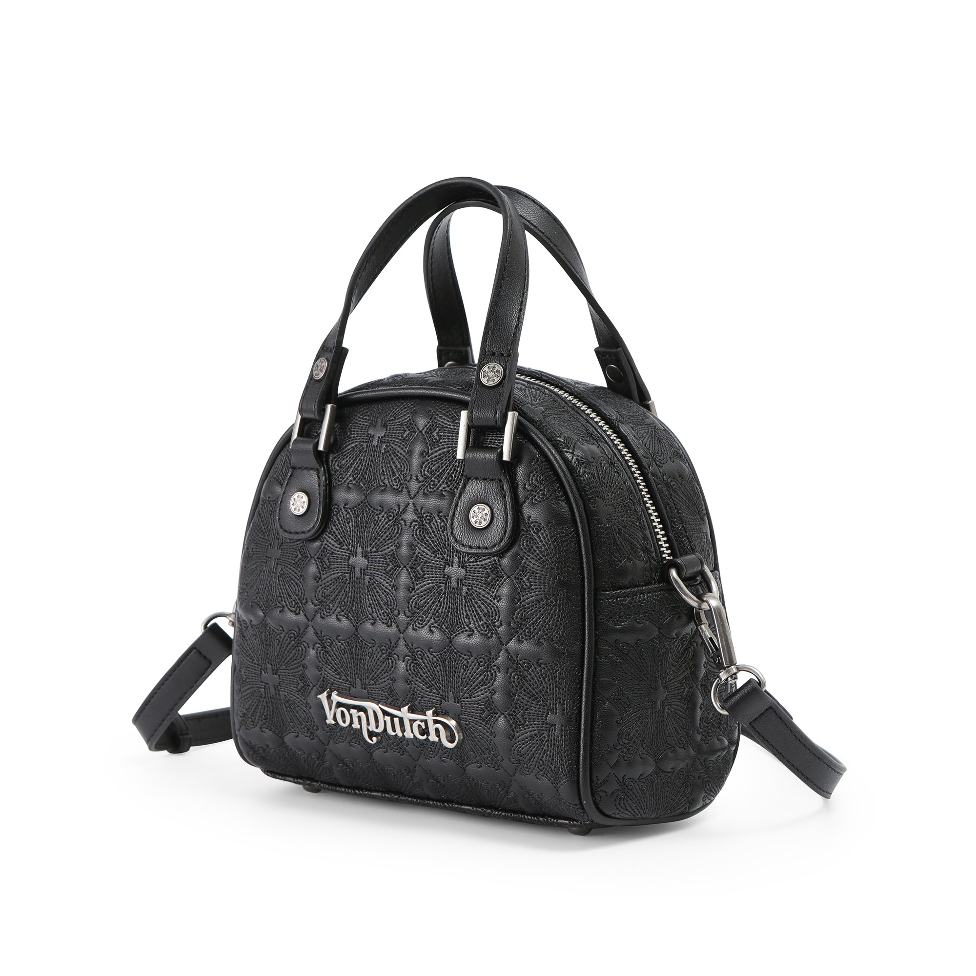 Von Dutch Embroidered Chopper Bowling Bag - Black - Image 2