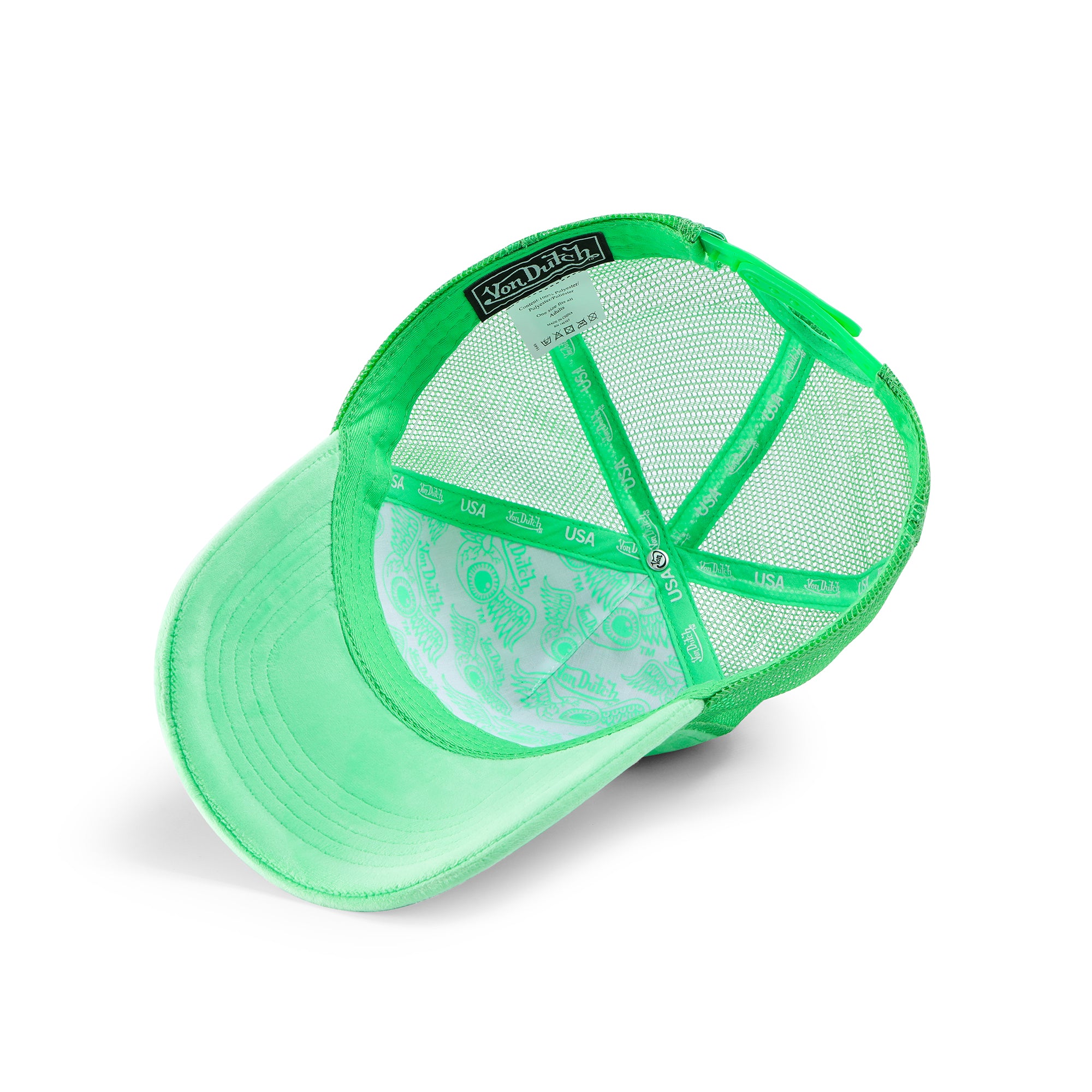Von Dutch Lime Velvet Trucker Hat - Image 4
