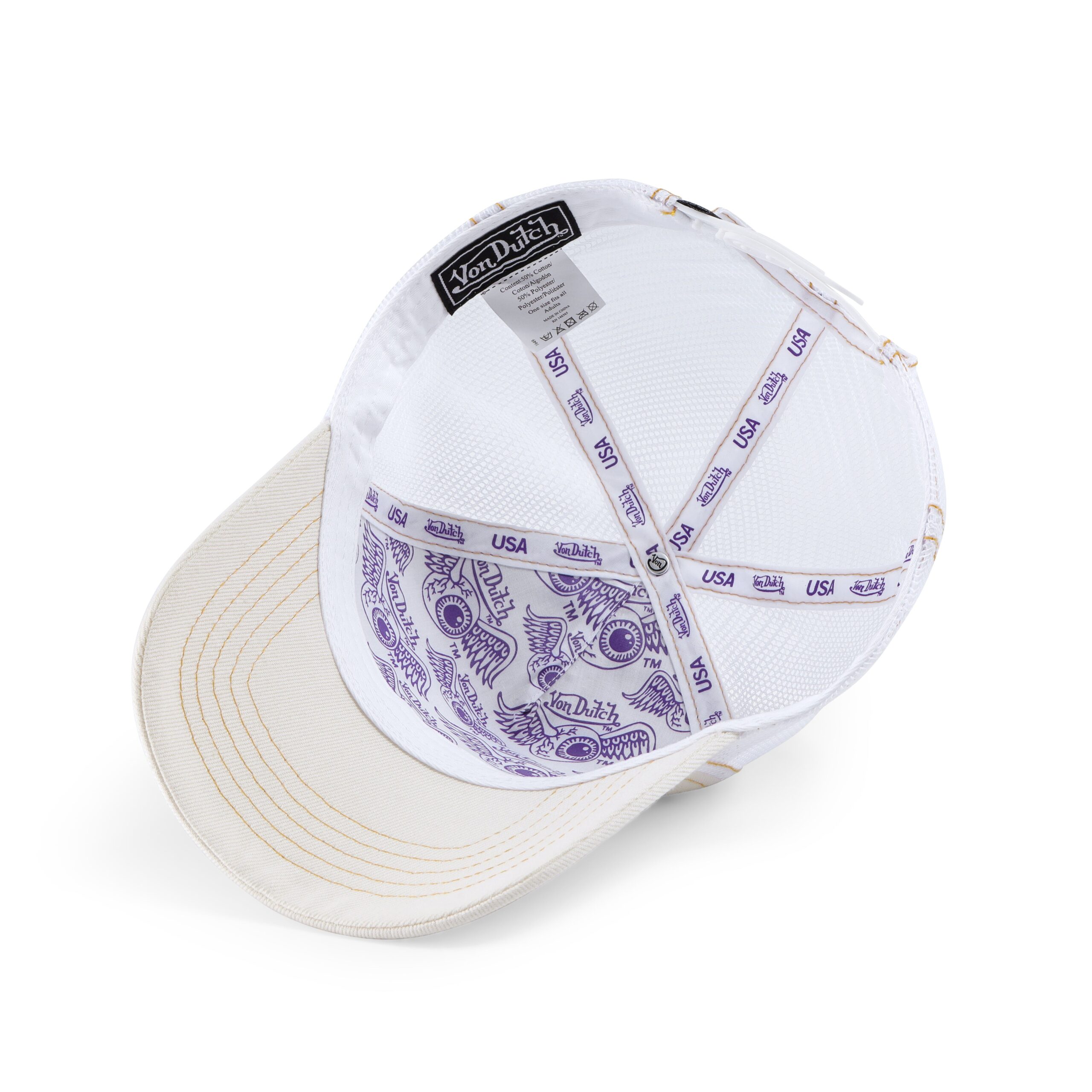 Von Dutch Rhinestone Trucker Hat - White with Purple Rhinestones - Image 5