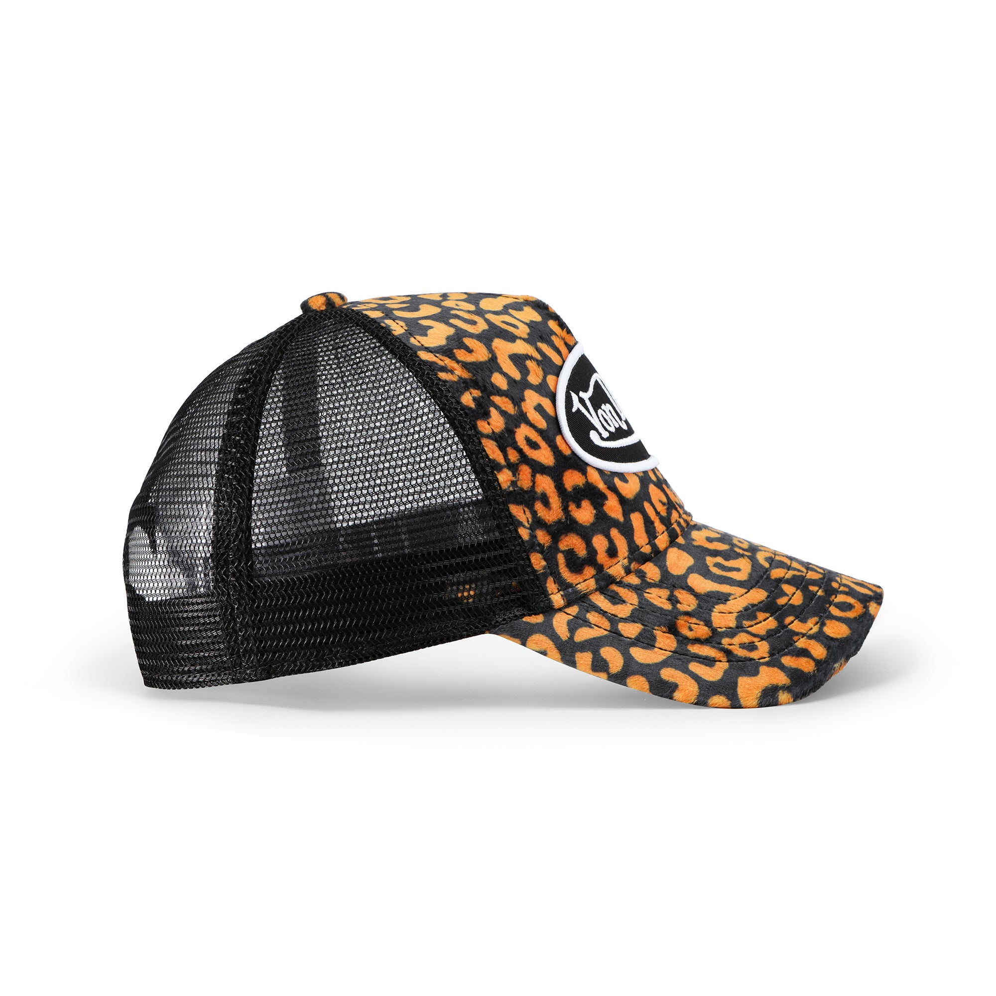 Von Dutch Orange Cheetah Velvet Trucker Hat - Image 3
