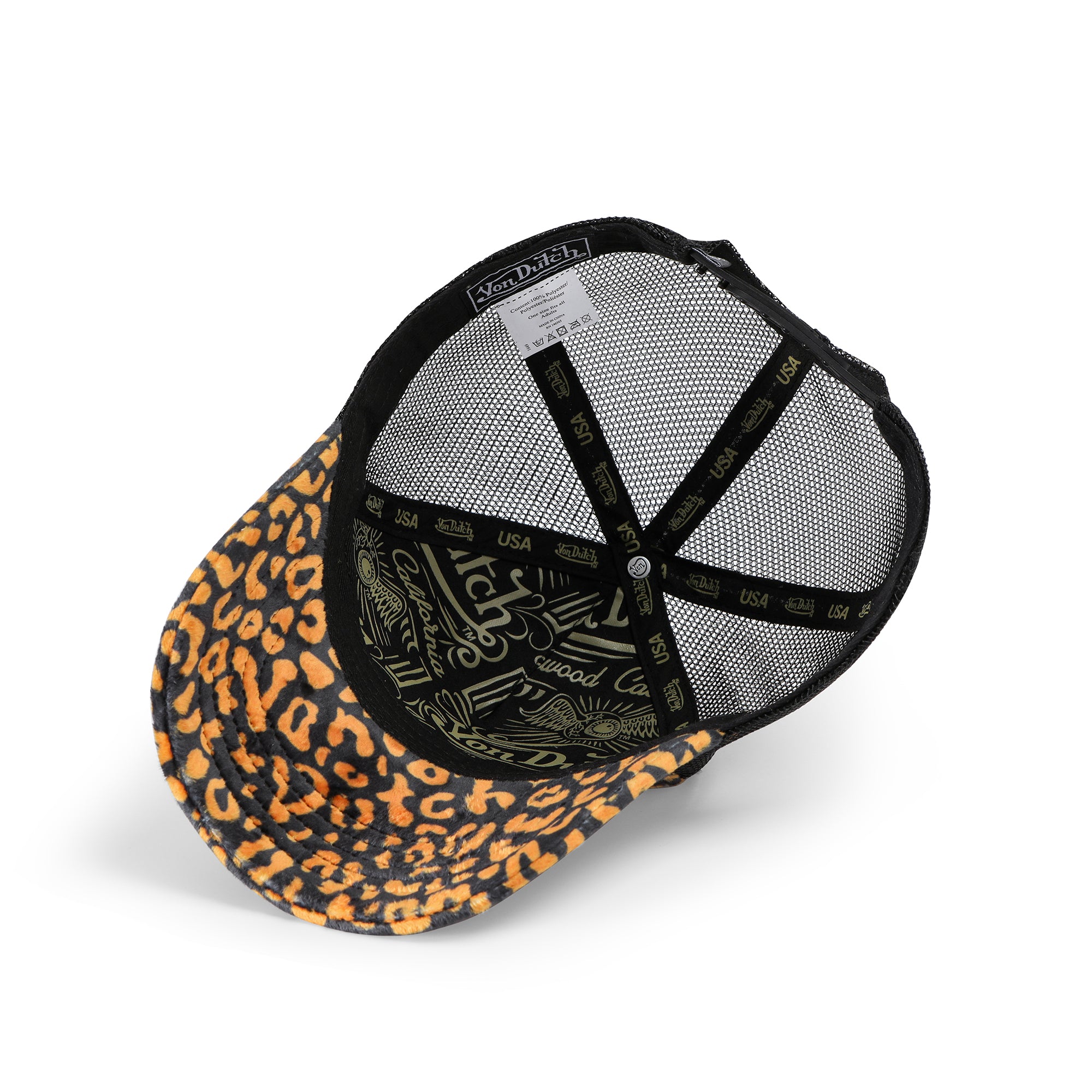Von Dutch Orange Cheetah Velvet Trucker Hat - Image 5